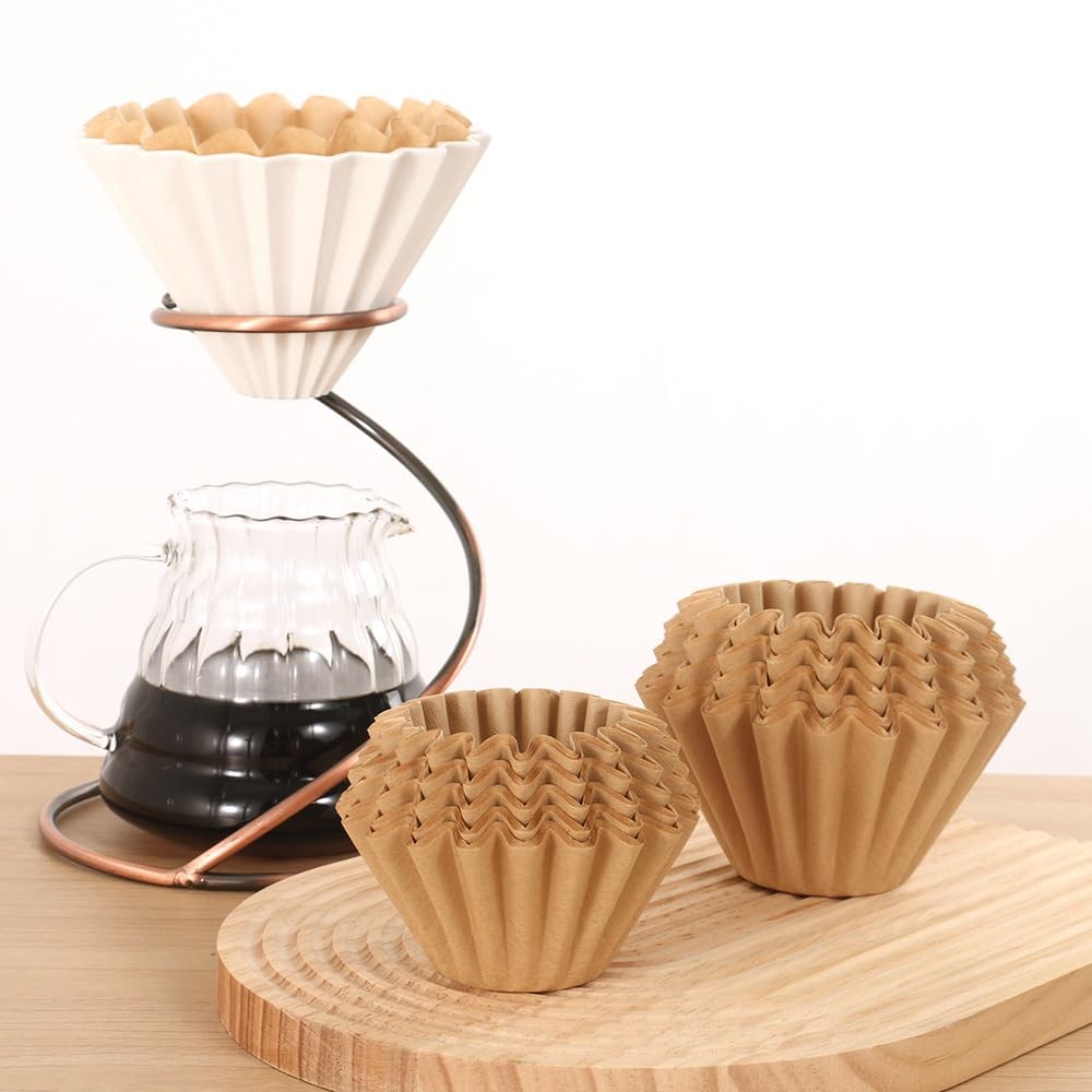Velloray 100 Count Unbleached Coffee Filters, 4-5 Cup Natural Cup, Brown