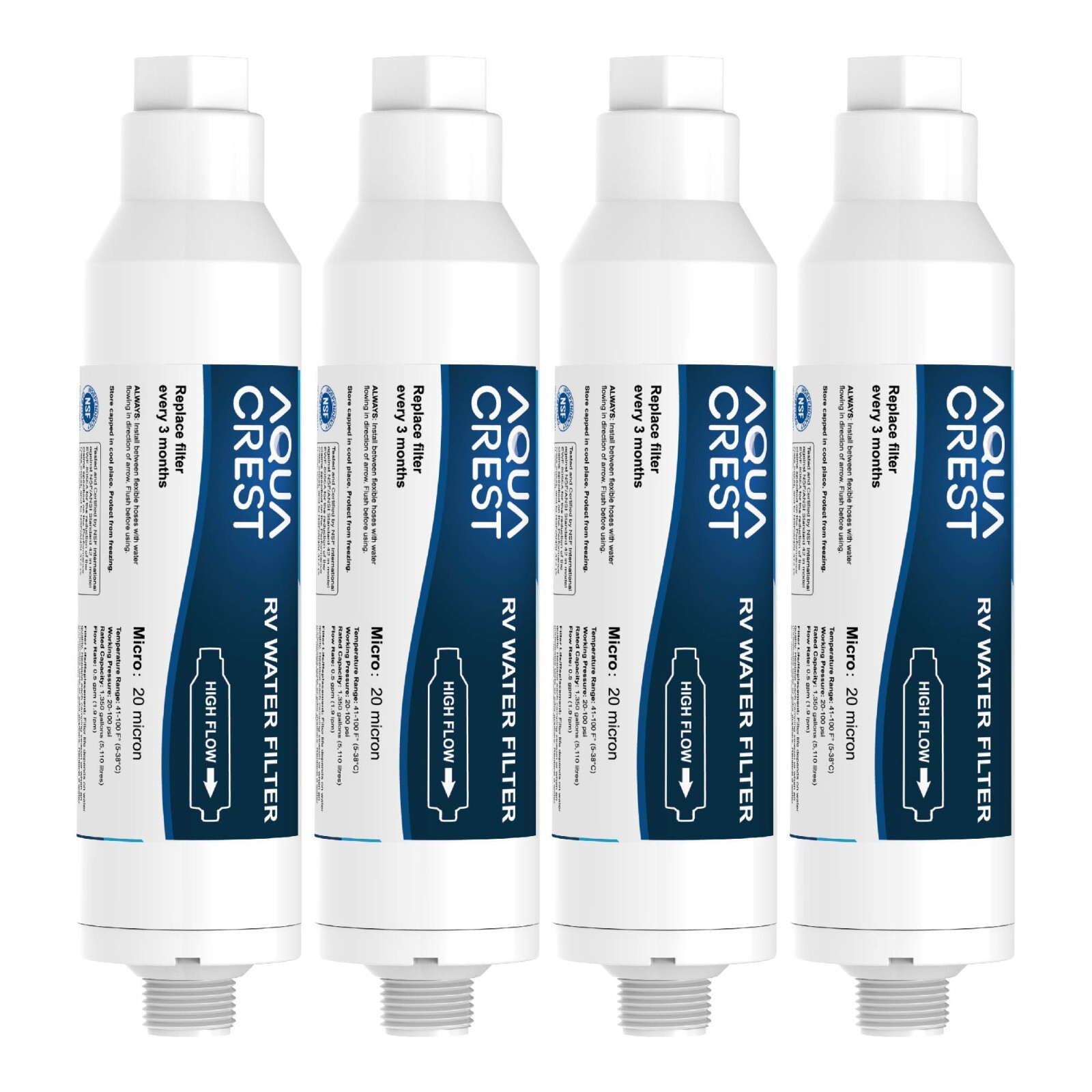 AQUA CREST RV Inline Water Filter,for RVs and Marines, Drinking & Washing Filter