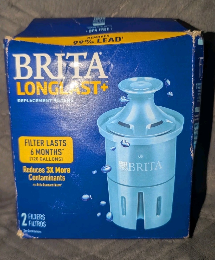 NEW! Brita LONGLAST + 2 Replacement Filters 120 Gallons – 6 Months OB06