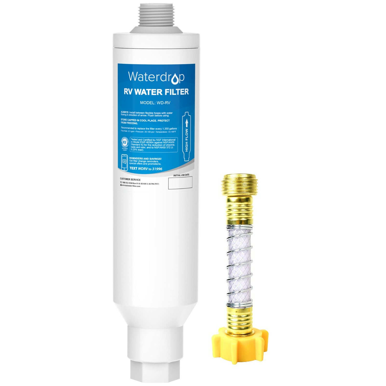 Waterdrop RV Inline Water Filter,NSF Certified,Filter with Hose Protector,1 Pack