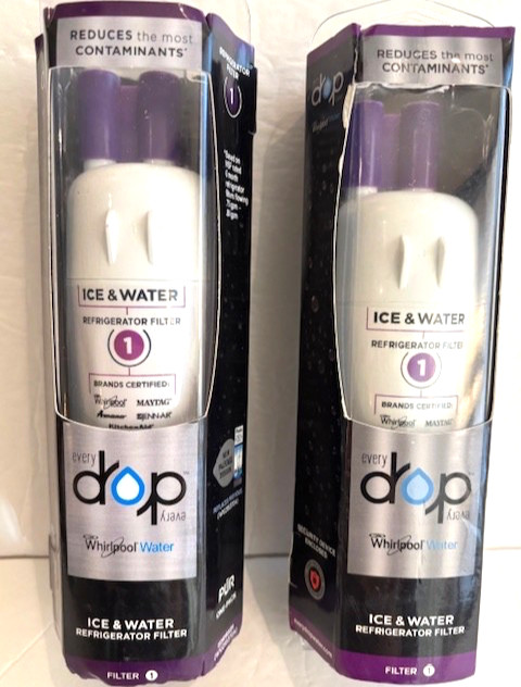 2 PACK ΕVΕRYDROP ΕDR1RXD1 Refrigerator ICE Water Filter 1 Replacement White NEW
