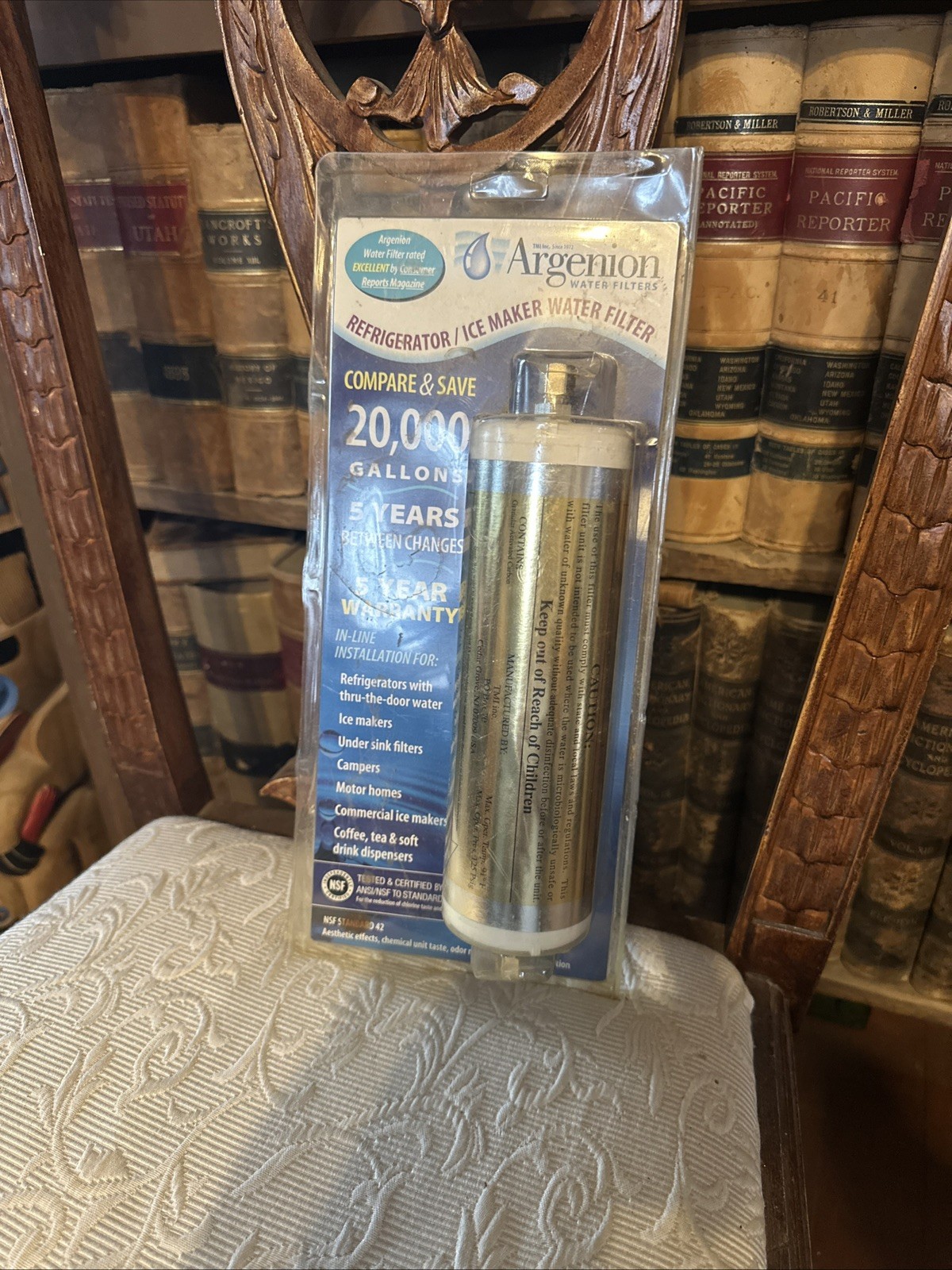 Argenion 20,000 Gal. Refrigerator In-line Water Filter 5 Yr. FACTORY SEALED NEW