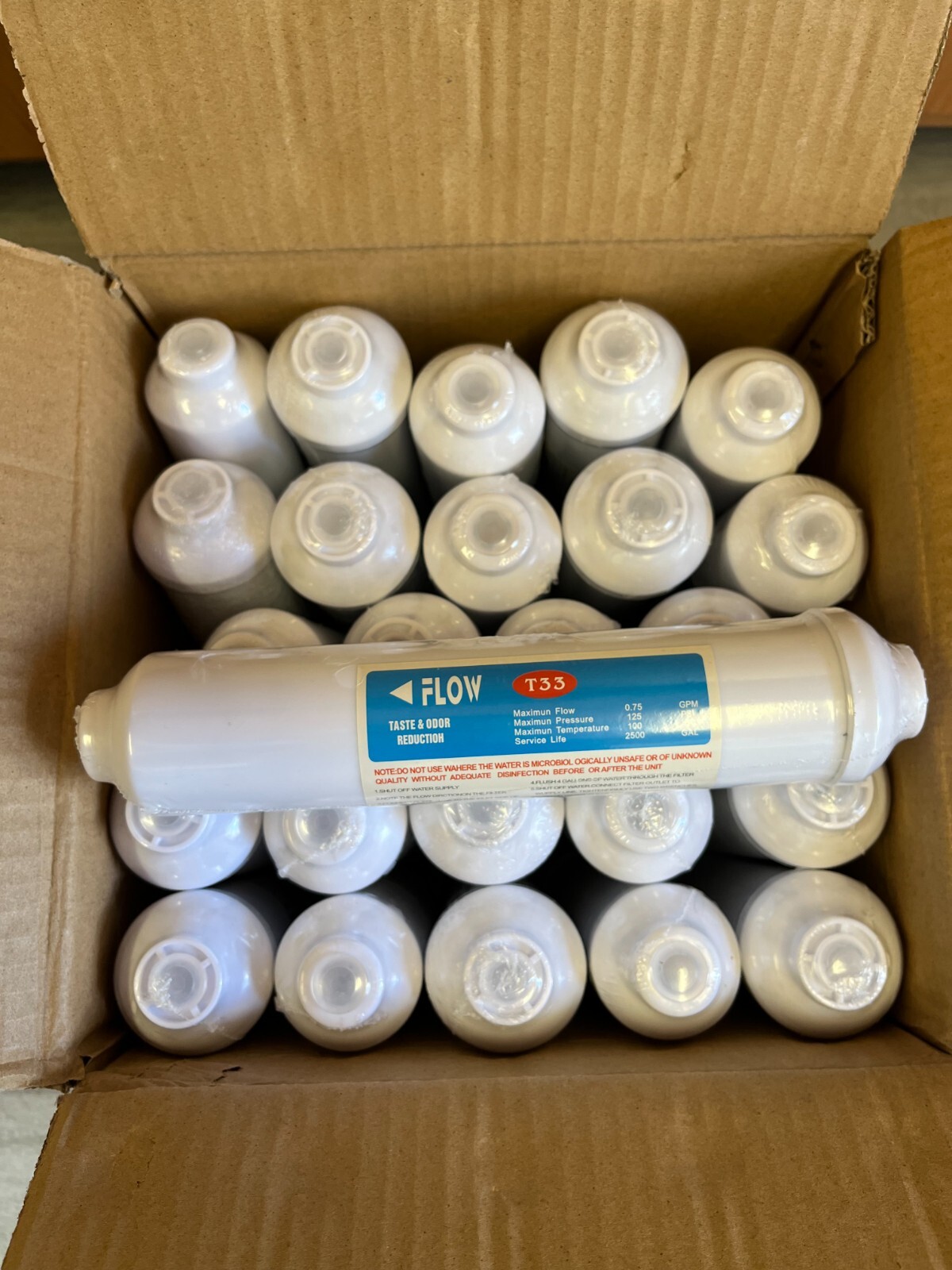 25 Pack T33 Reverse Osmosis Post Inline Carbon Filter 1/4″ threaded
