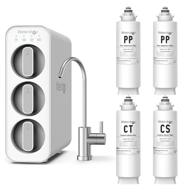 Waterdrop TSC Under Sink Water Filter System and Replacement filters, 2PP+CT+CS