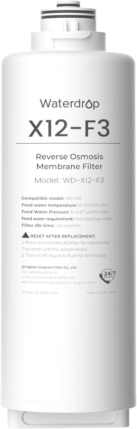 Waterdrop WD-X12-F3 Filter, Replacement for X12-Basic Reverse Osmosis System