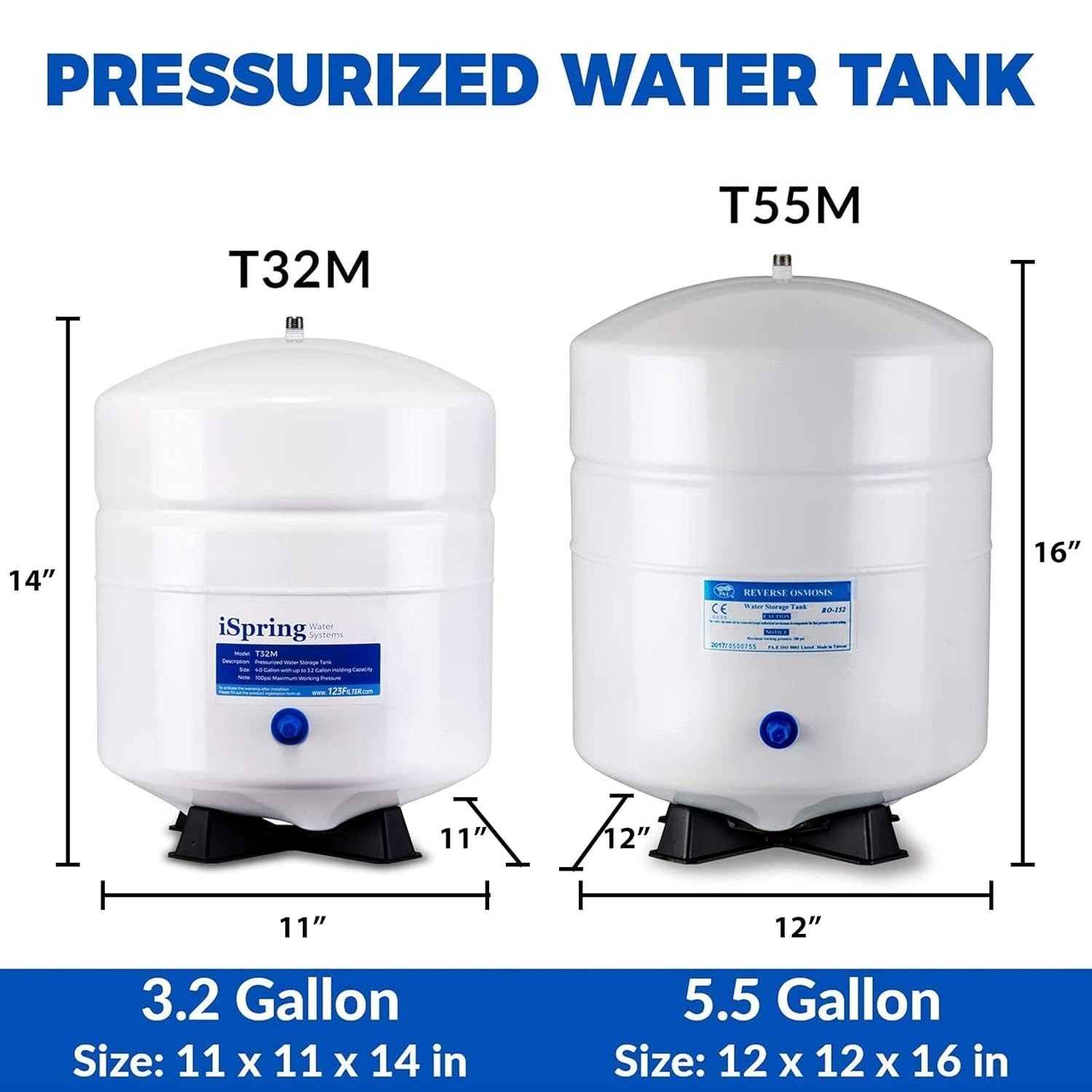 Metal 5.5 Gallon Pressurized Water Tank for Home RO Systems – Sleek Design