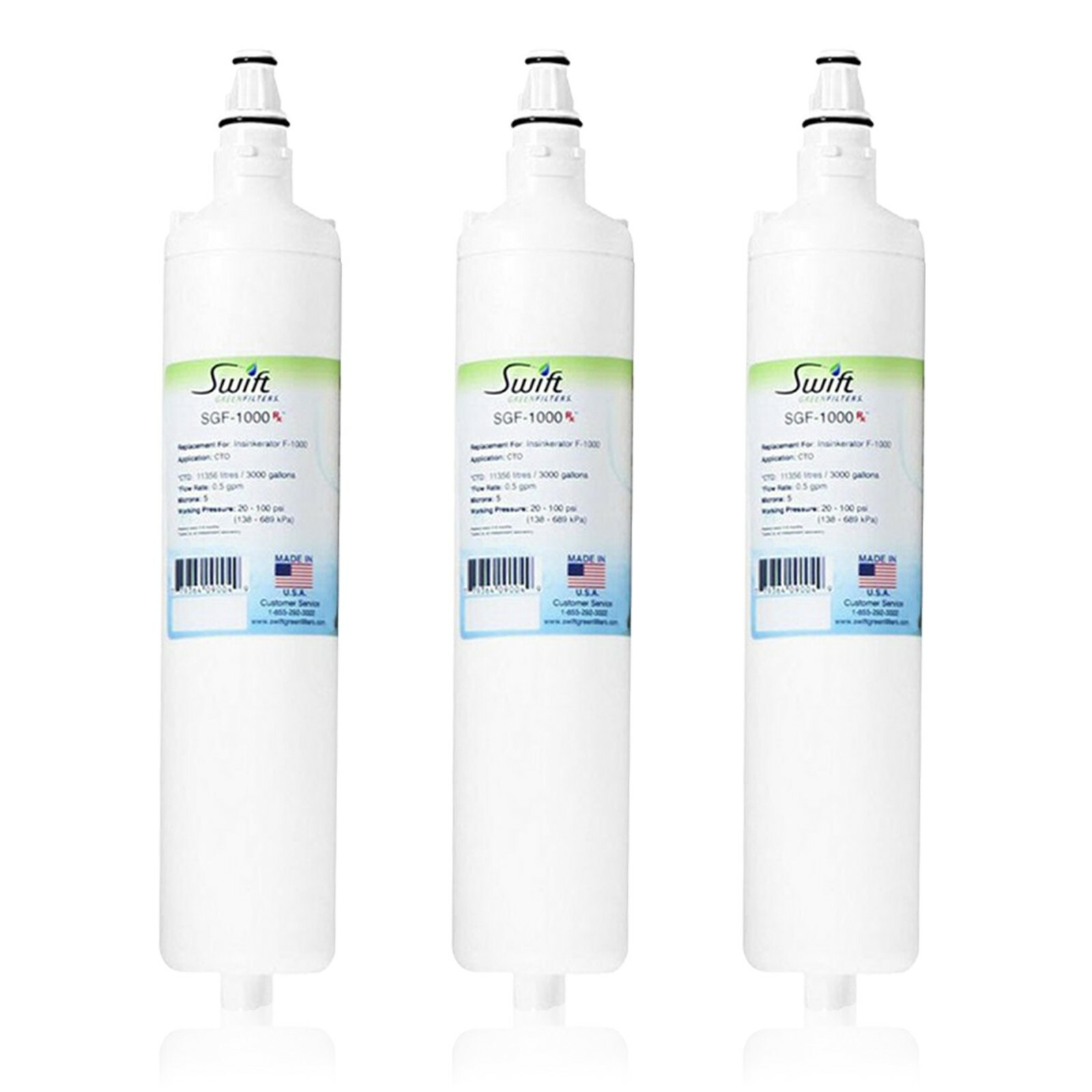 Swift Green Filters SGF-1000 Fits for Insinkerator F-1000 Water Filter (3 Pack)