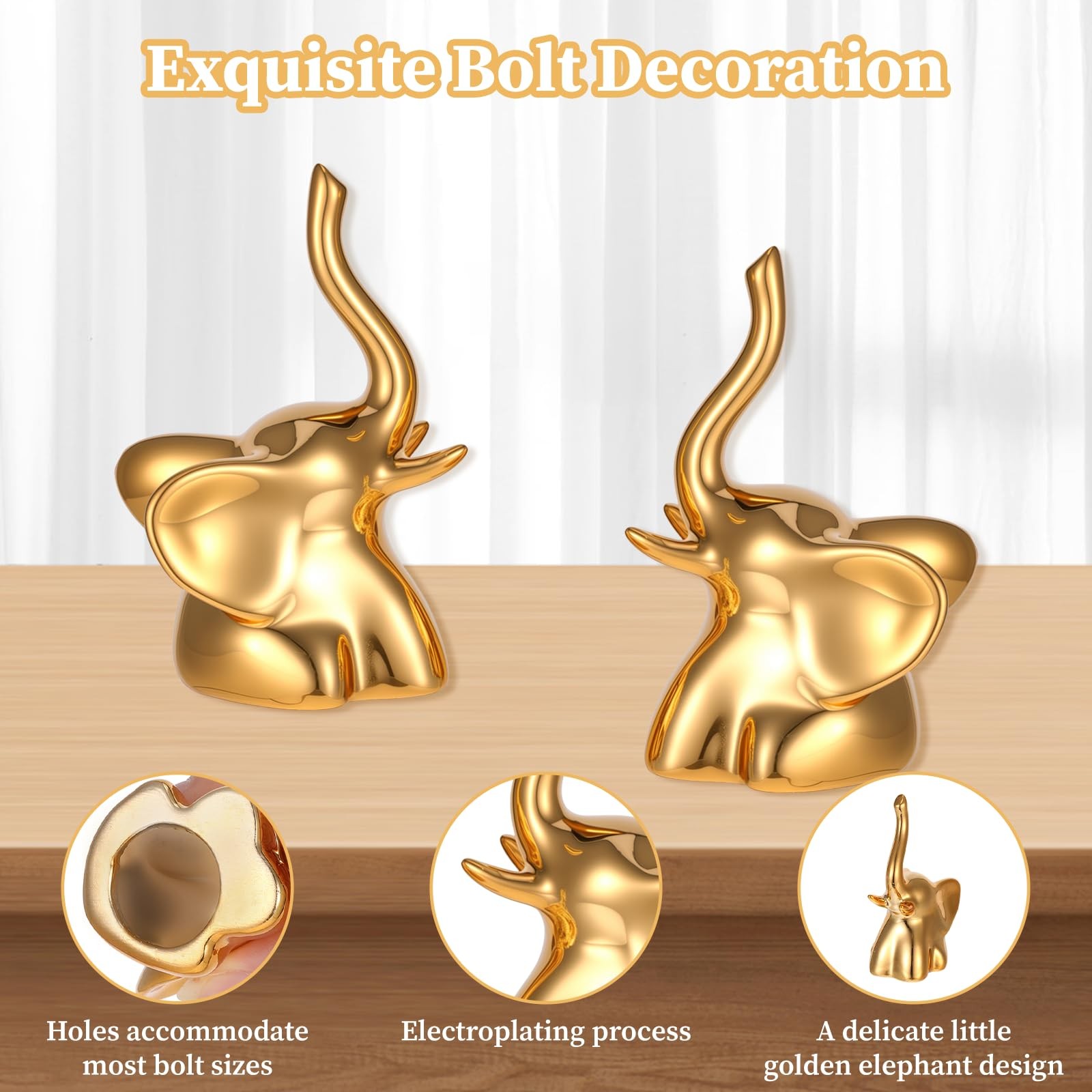 2Pcs Toilet Bolt Covers Decorative Gold Ceramic 3.46in (H) x 1.97in (D), gold