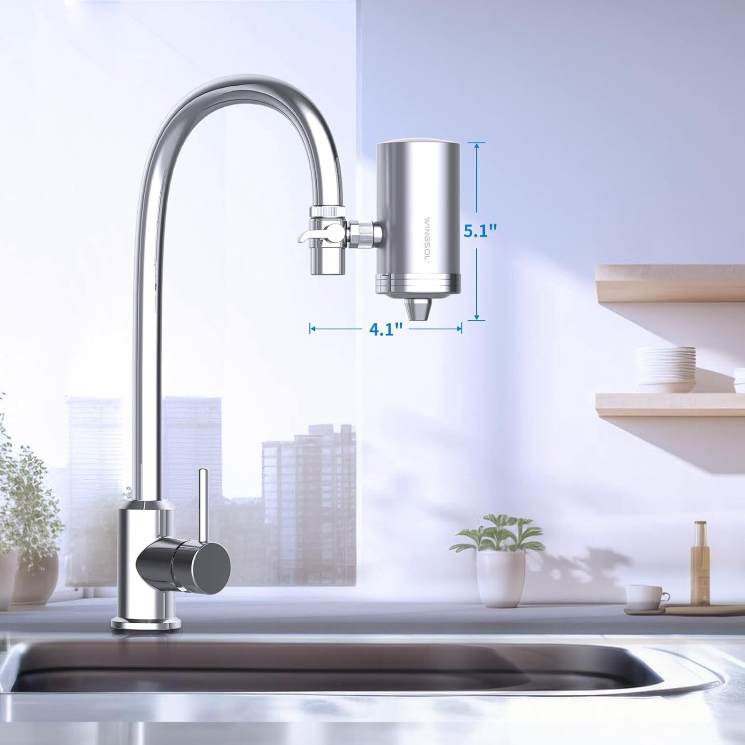 Stainless Steel Water Filter for Sink Faucet, NSF/ANSI 42, 360° Rotating Tap …