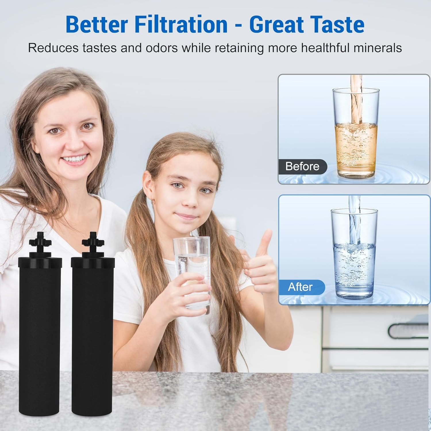 2 Packs Replacement Gravity System Filters BB9-2 Black For Berkey Water Filter