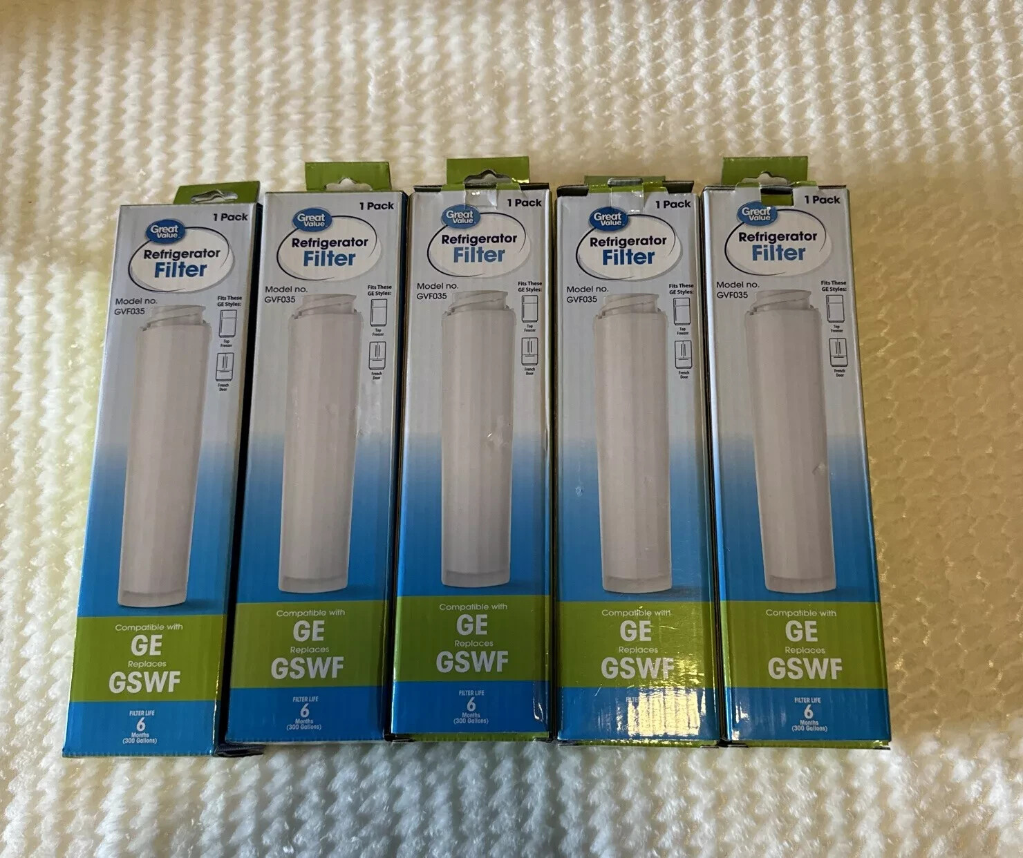 6 New Great Value Refrigerator Filter Model No. GVF035 Replacement for GE GSWF