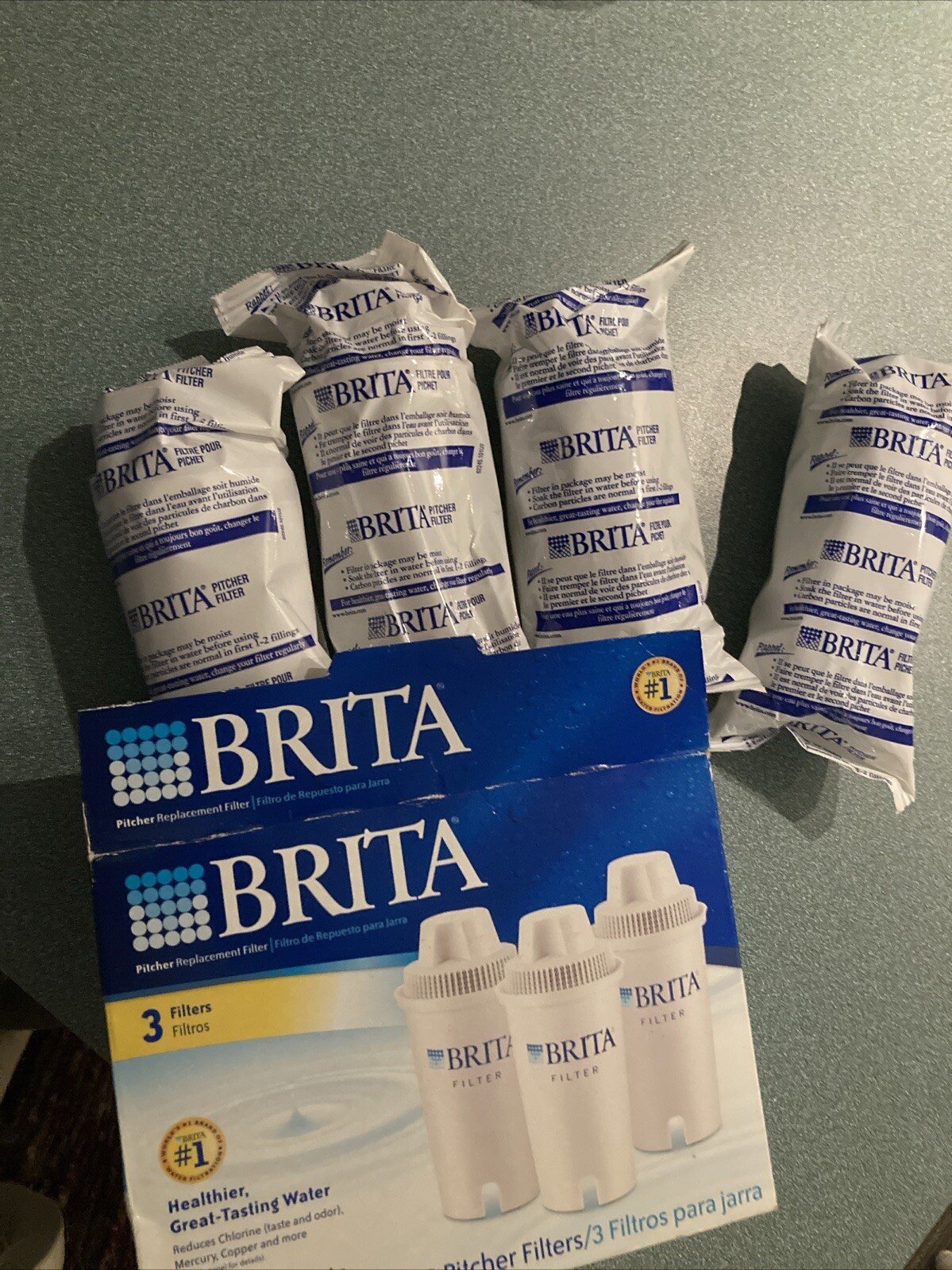 4 Brita Water Filter Pitcher Advanced Replacement Filters 3 Count Pack +1