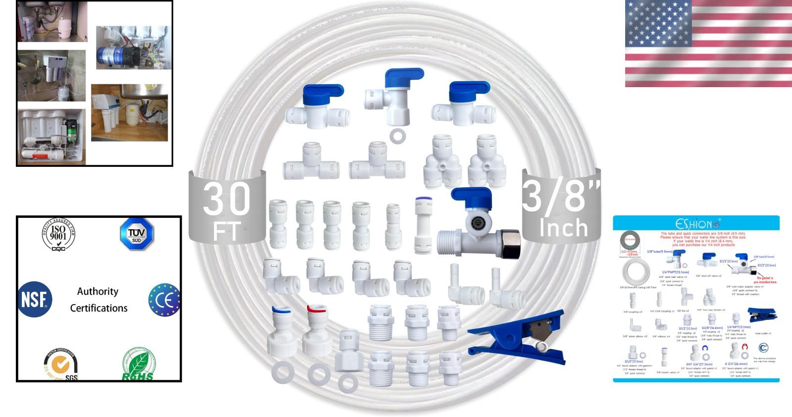 Food-Grade, BPA Free 3/8″ Push Connect Fittings & Tubing – Safe Water Solutions