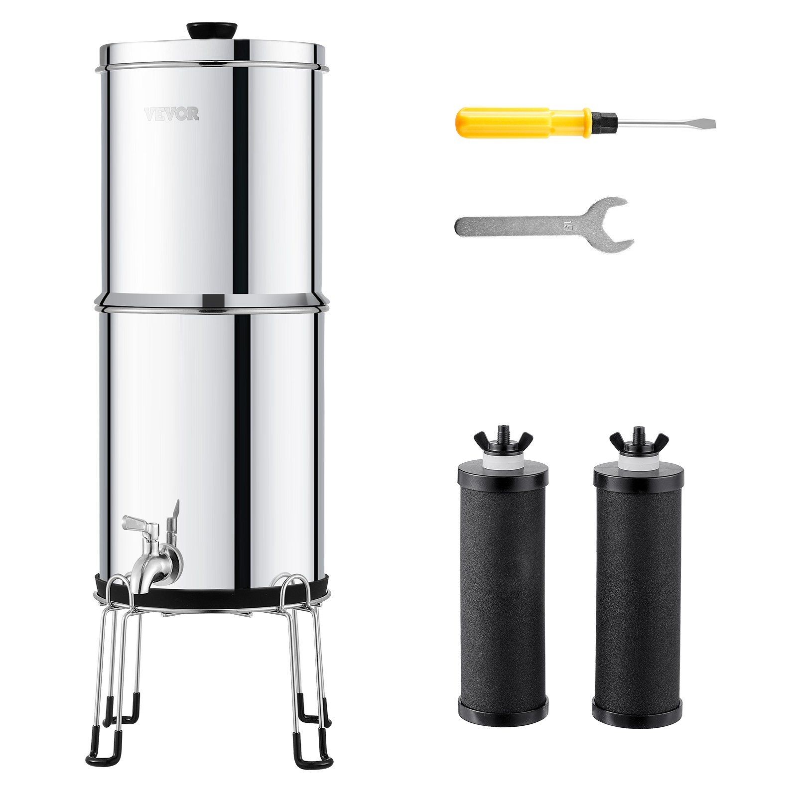 2.25G Portable Gravity Water Filter 304 Stainless w/2 Replaceable Filters