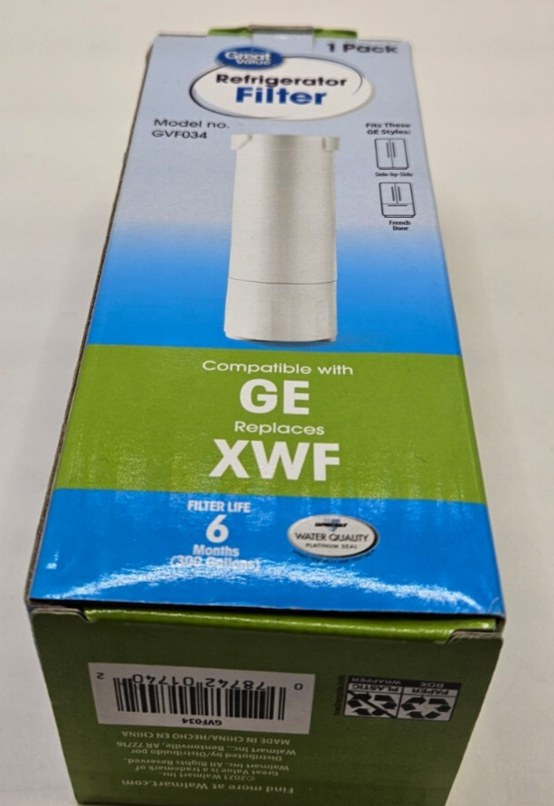 Great Value GE Refrigerator Replacement Filter Model GVF034 – Replaces GE XWF