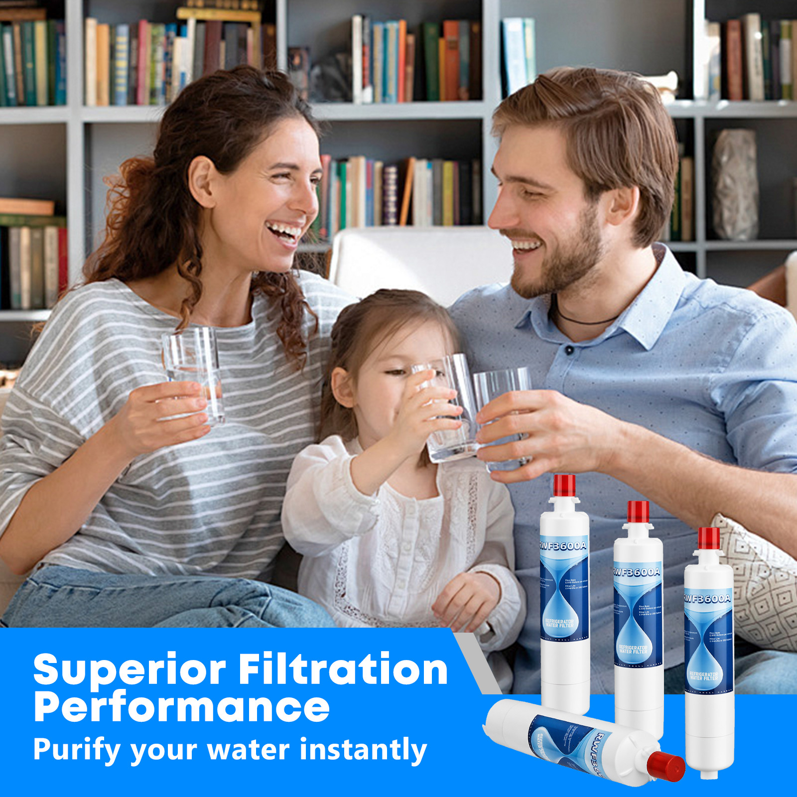 4 Pack Replacement for GE RWF3600A RPWF WSG-4 Refrigerator Water Filter Pure