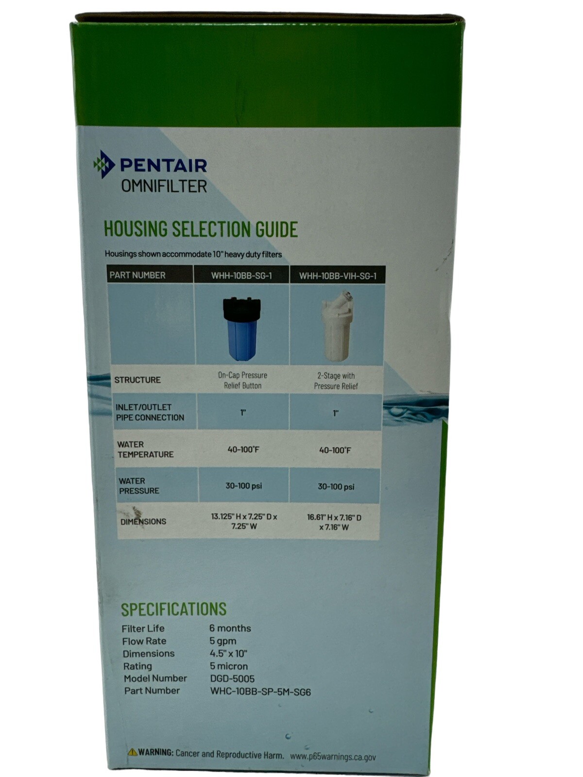 Pentair OMNIFilter 10 Inch Sediment Water Filter DGD-5005 New