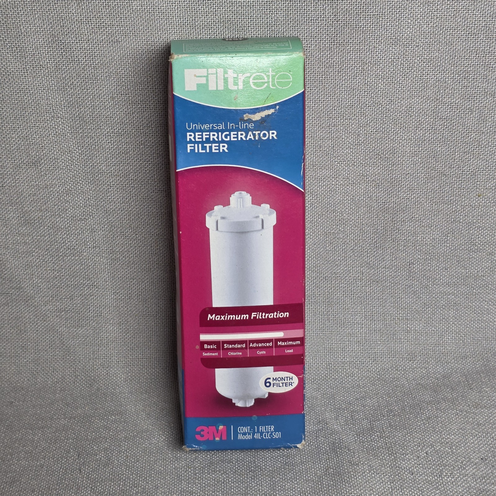 NEW 3M Filtrete Universal In Line Refrigerator Filter 6 Months 4IL-CLC-S01 2012