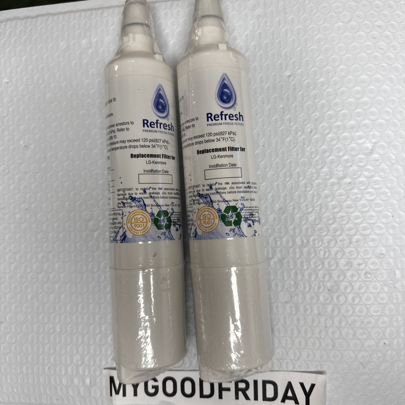 Refresh LG LT600P R-9990 Replacement Water Filter For LG & Kenmore (2 Pack)