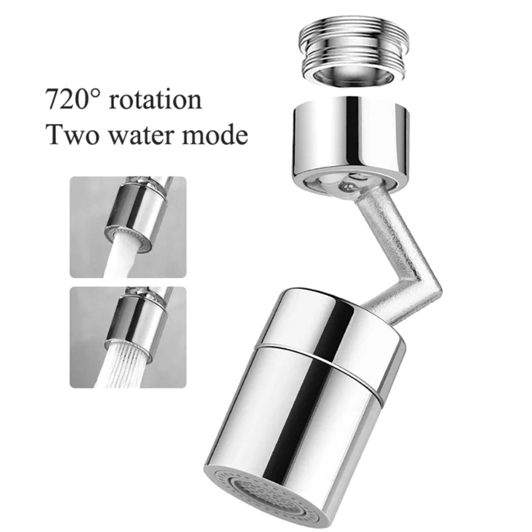 2 X 720º Splash Proof Shower Faucet Flexible Kitchen and Bathroom Nozzle Filter