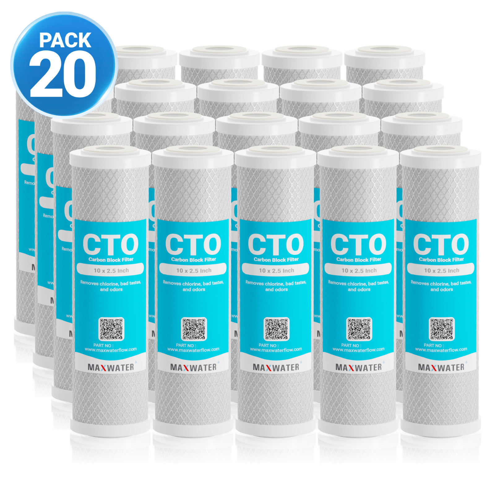 20 Pcs 10″ x 2.5″ CTO Coconut shell Carbon Block Water Filter Reverse Osmosis RO