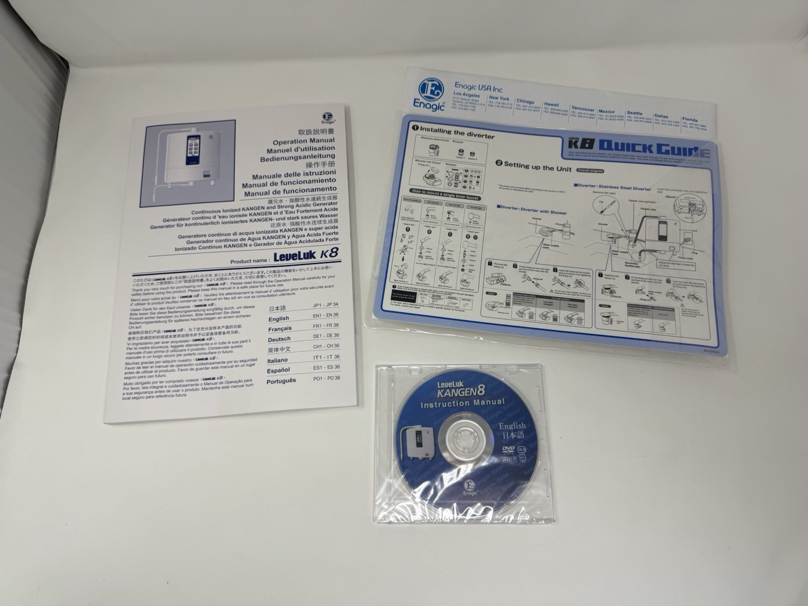 Enagic Kangen Leveluk Operation Manual K8 Information Demo Fact Sheets Guide DVD