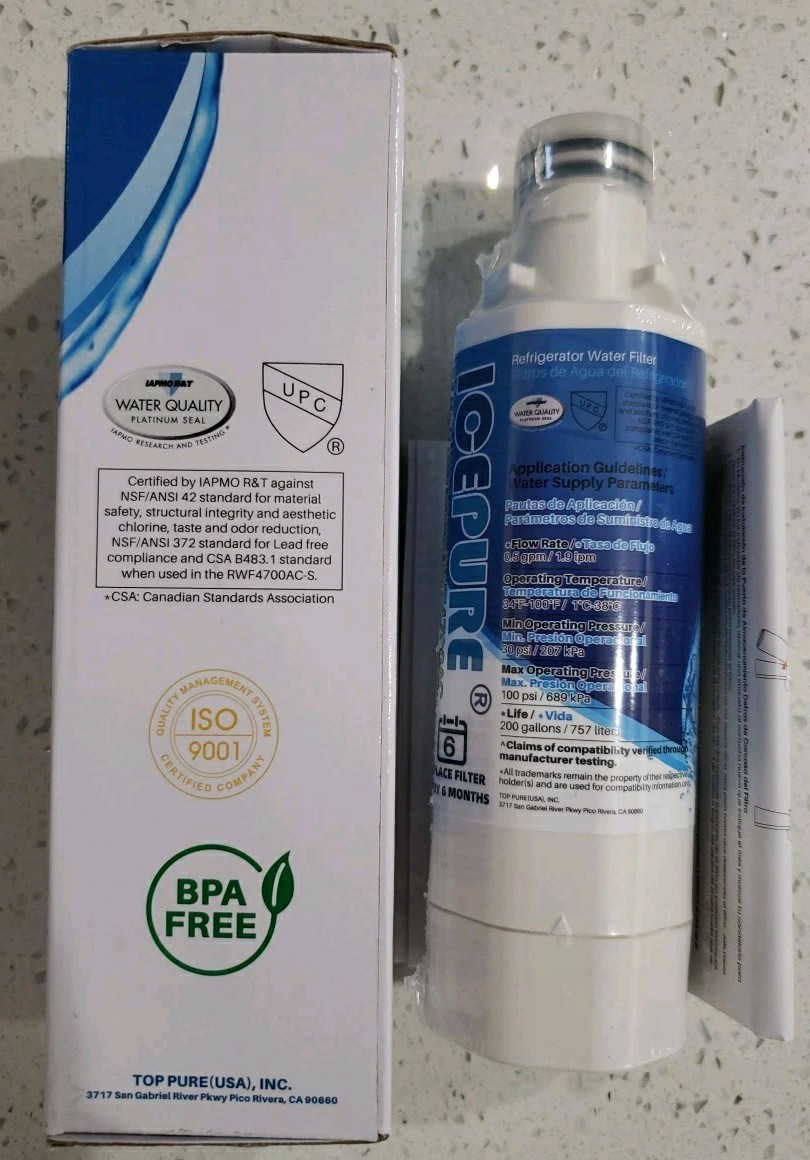 IcePure RWF4700AC Refrigerator Water Filter Replacement for LG LT1000P Kenmore
