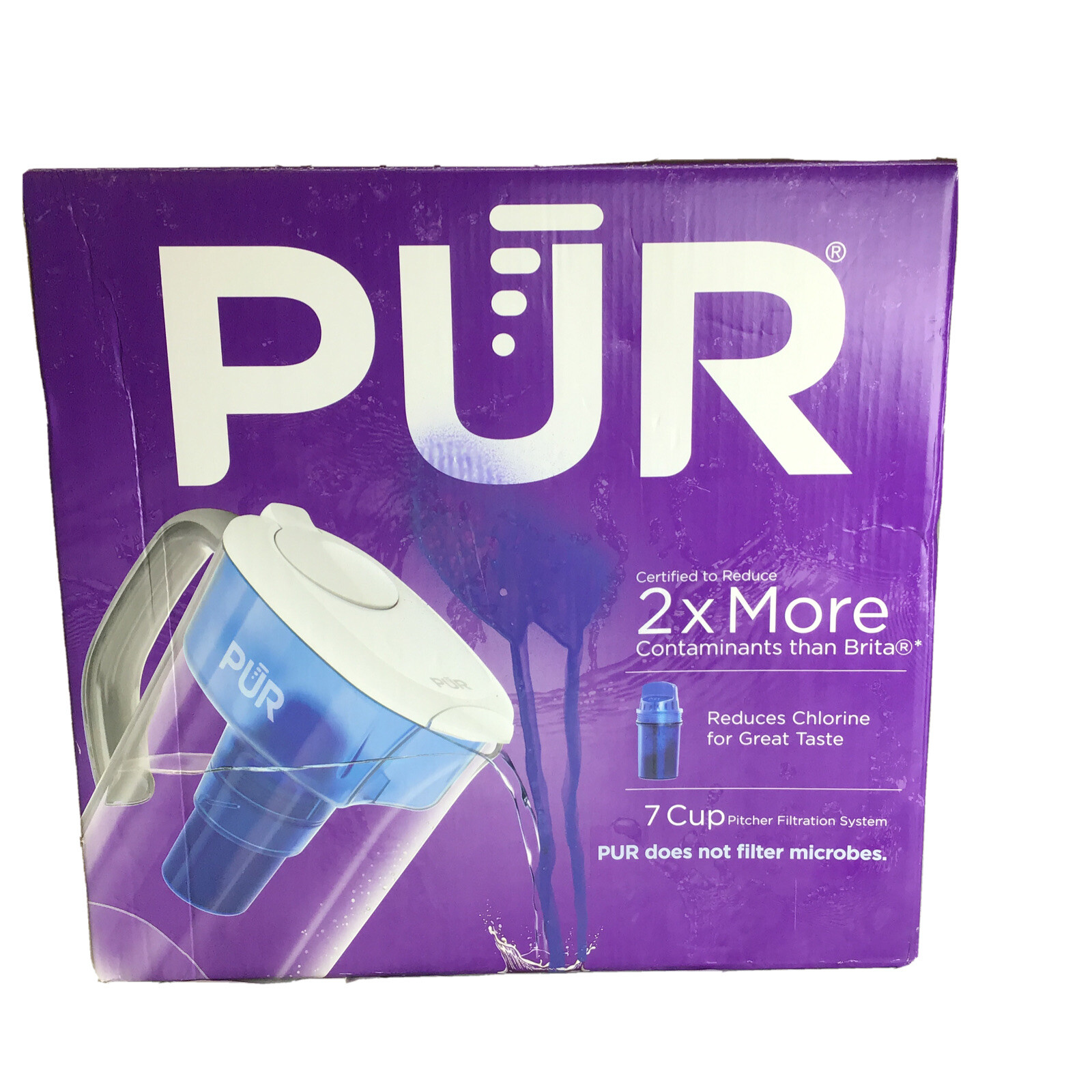 PUR 7 Cup Pitcher Filtration System, PPT700W, Blue/White