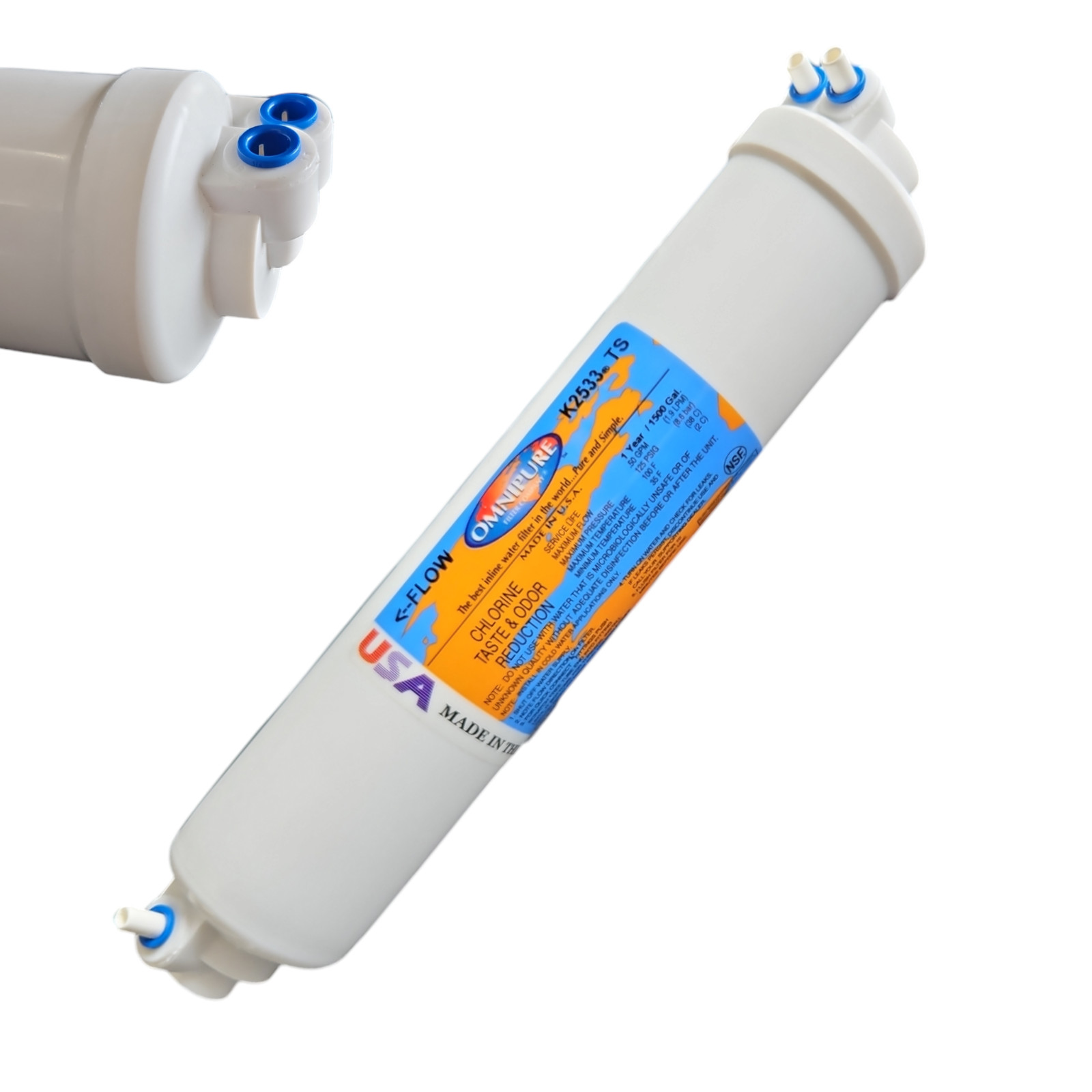 Omnipure K2533-TS Inline GAC 10″ x 2″ Postfilter 1/4″ Elbow Tube