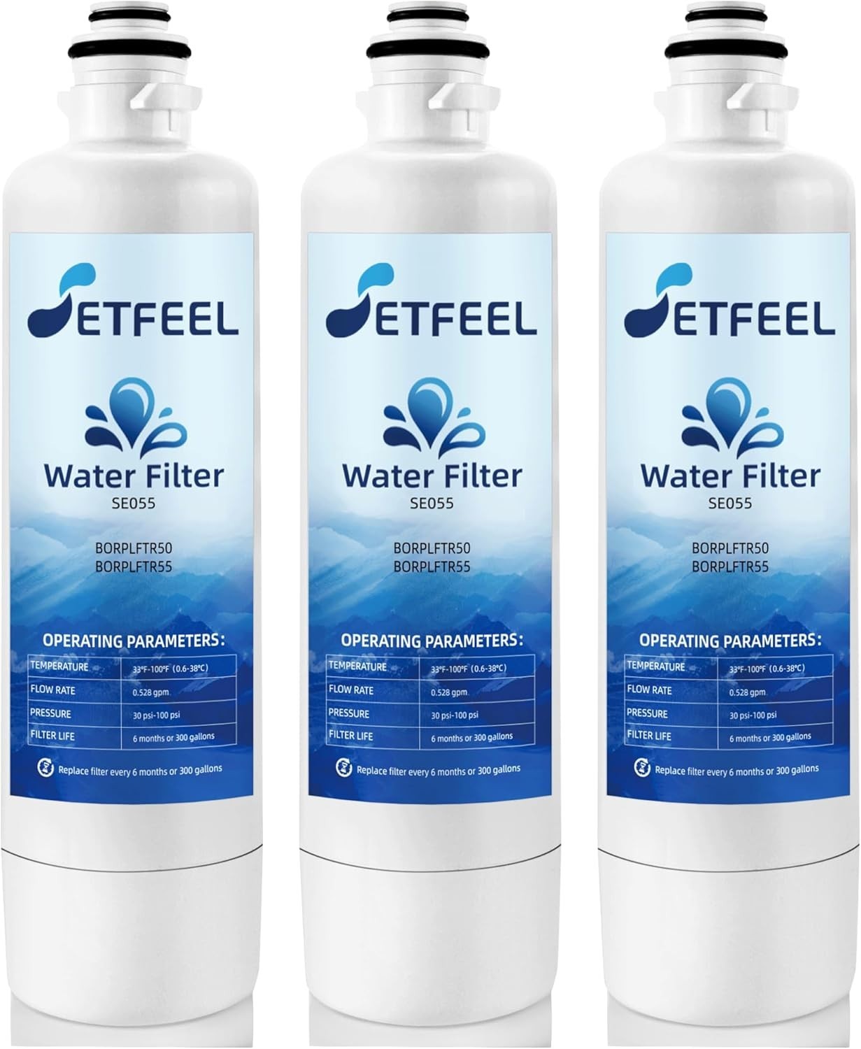 Pack of 3 Setfeel Ultra-Clarity Pro Refrigerator Water Filter for Bosch SE055