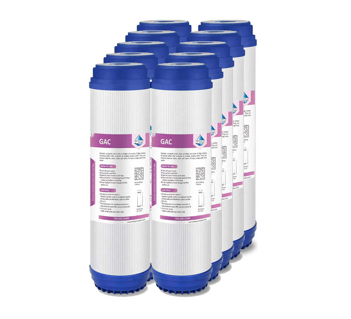 1-10 Pack 5 Micron 10×2.5″ Granular Activated Carbon GAC Water Filter Cartridges
