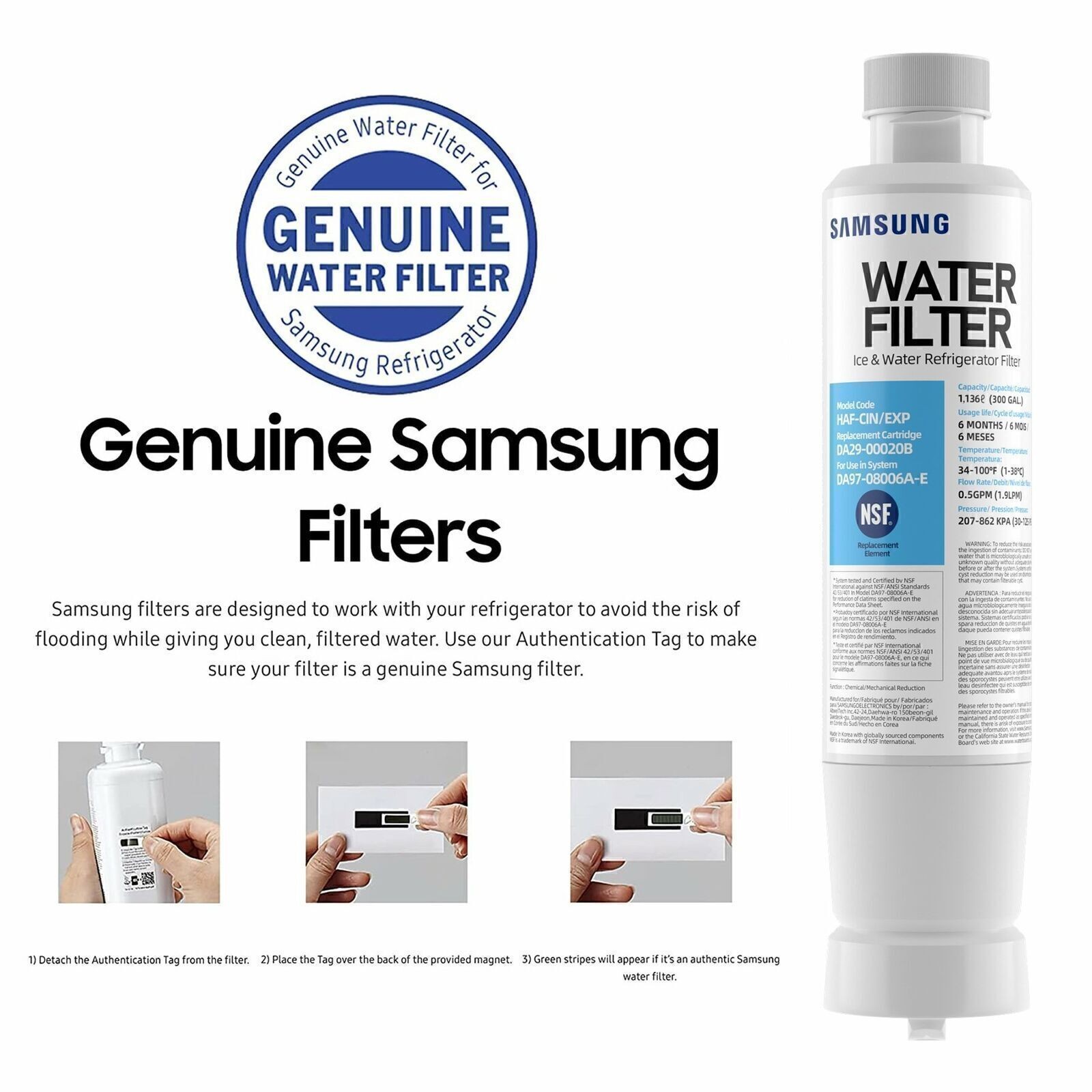 USA 2 PACK Genuine Samsung DA29-00020B HAF-CIN/EXP Refrigerator Water Filter