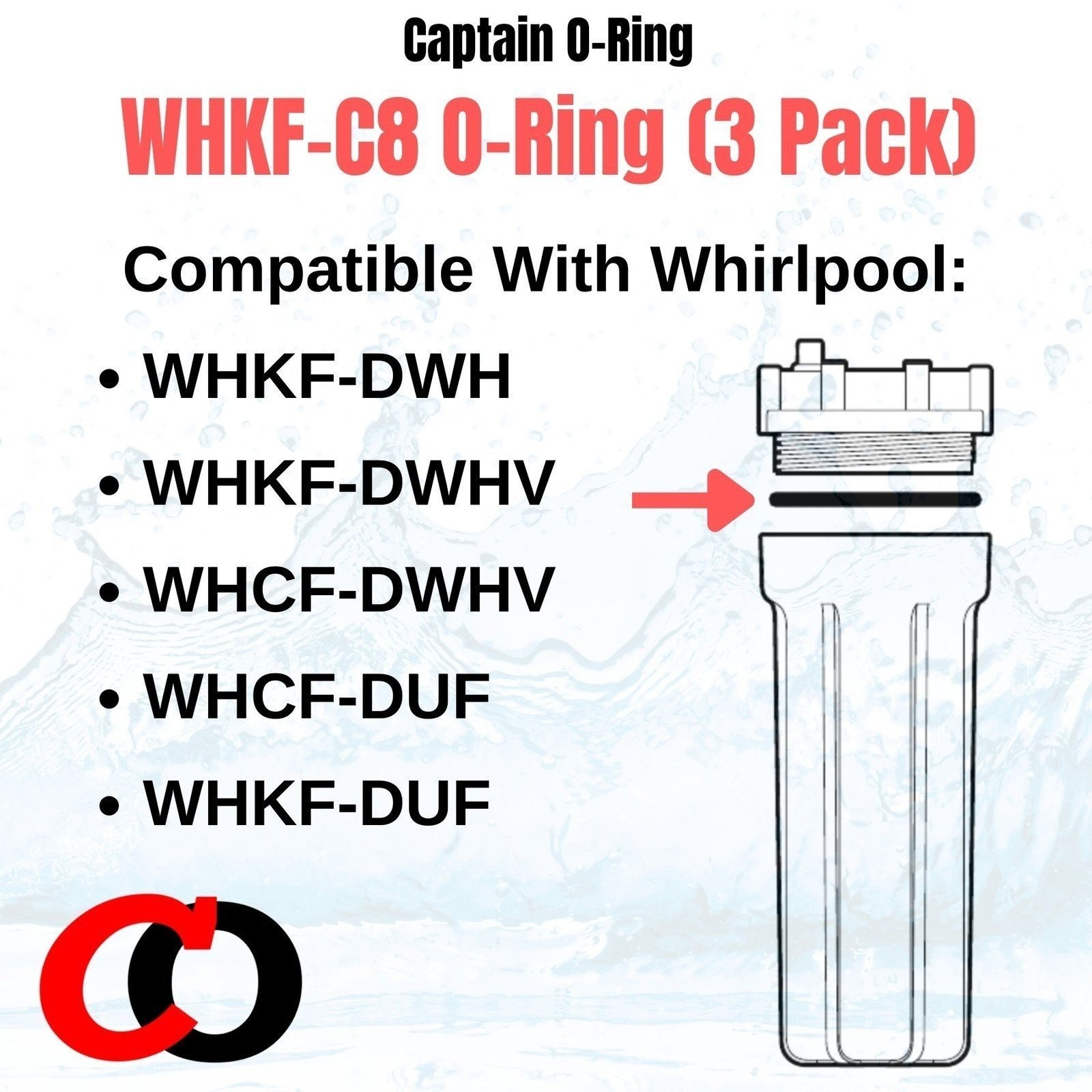(3 Pack) WHKF-C8 Orings for Whirlpool WHKF-DWHV, DWH, DUF, WHCF-DWHV