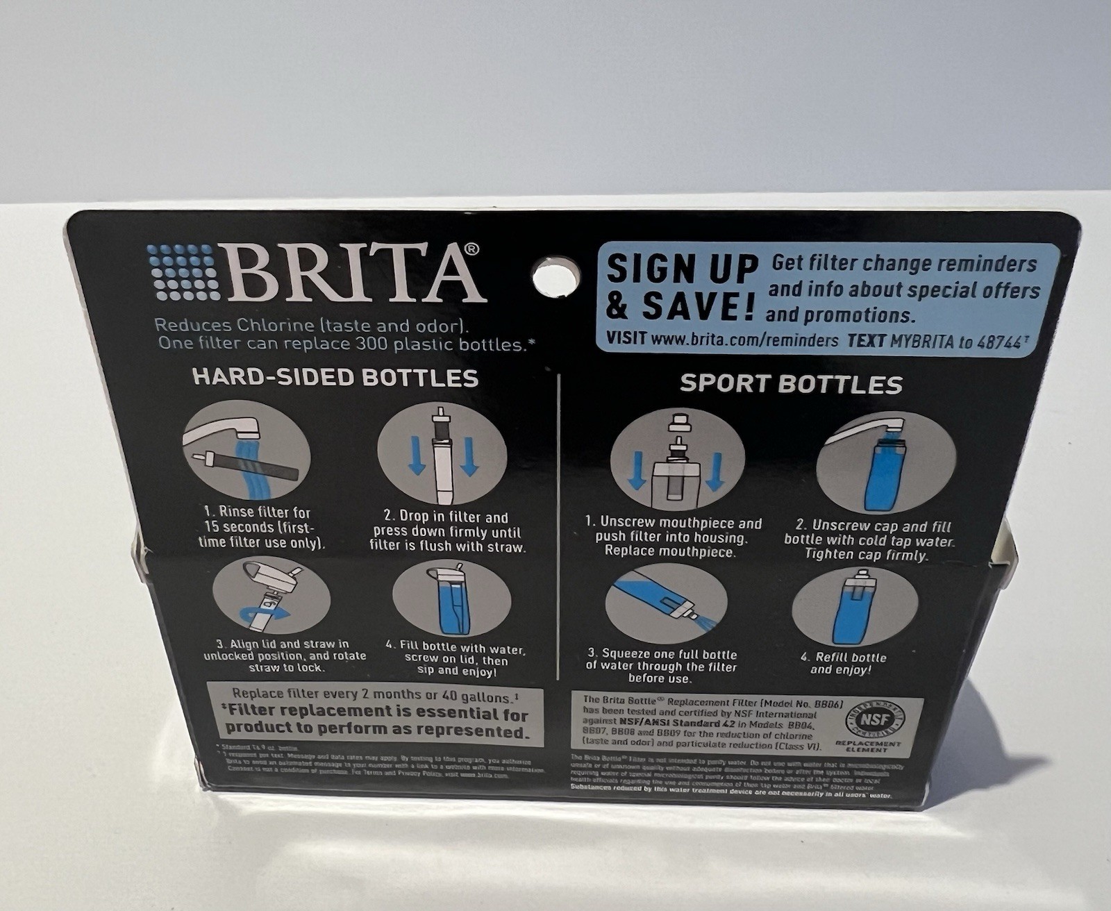 4 Packs Of 💙 2 Brita Bottle Replacement Filters Fits Hard Sided & Sport Bottle