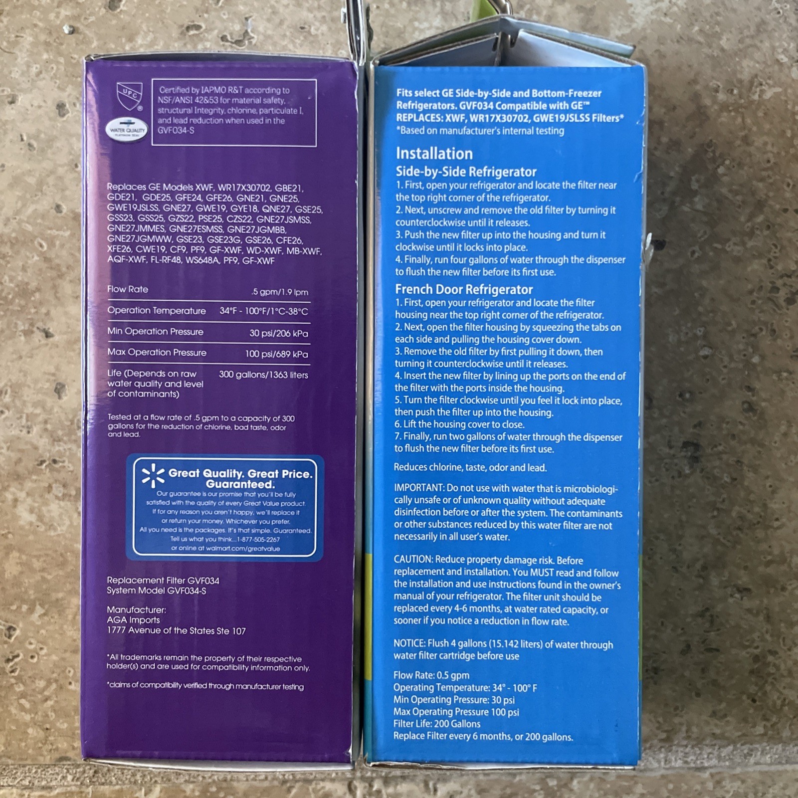 2 Pack GREAT VALUE XWF Refrigerator Water Filter Replacement for GE XWF New