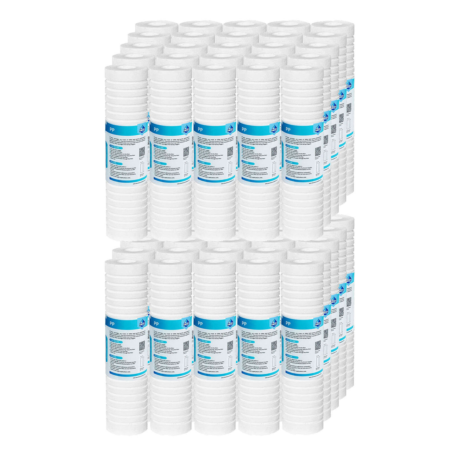 50PK 10″x2.5″ Grooved Sediment Water Filter Whole House RO 50/30/5/1/0.5 Micron