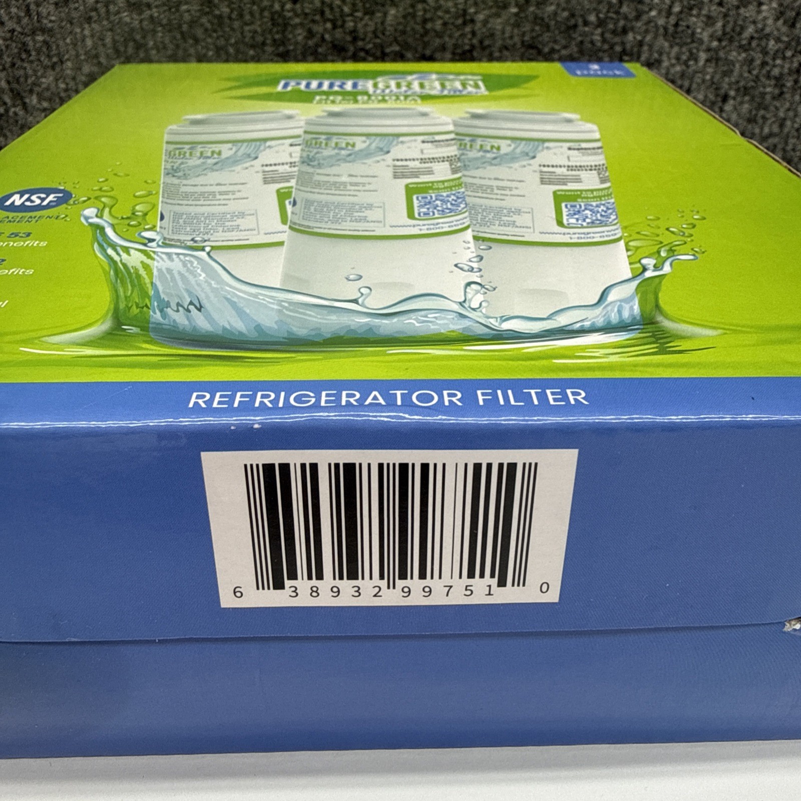 Pure Green Refrigerator Water Filter Lot 3 Pack PG-8001A Maytage Kenmore PG-8001