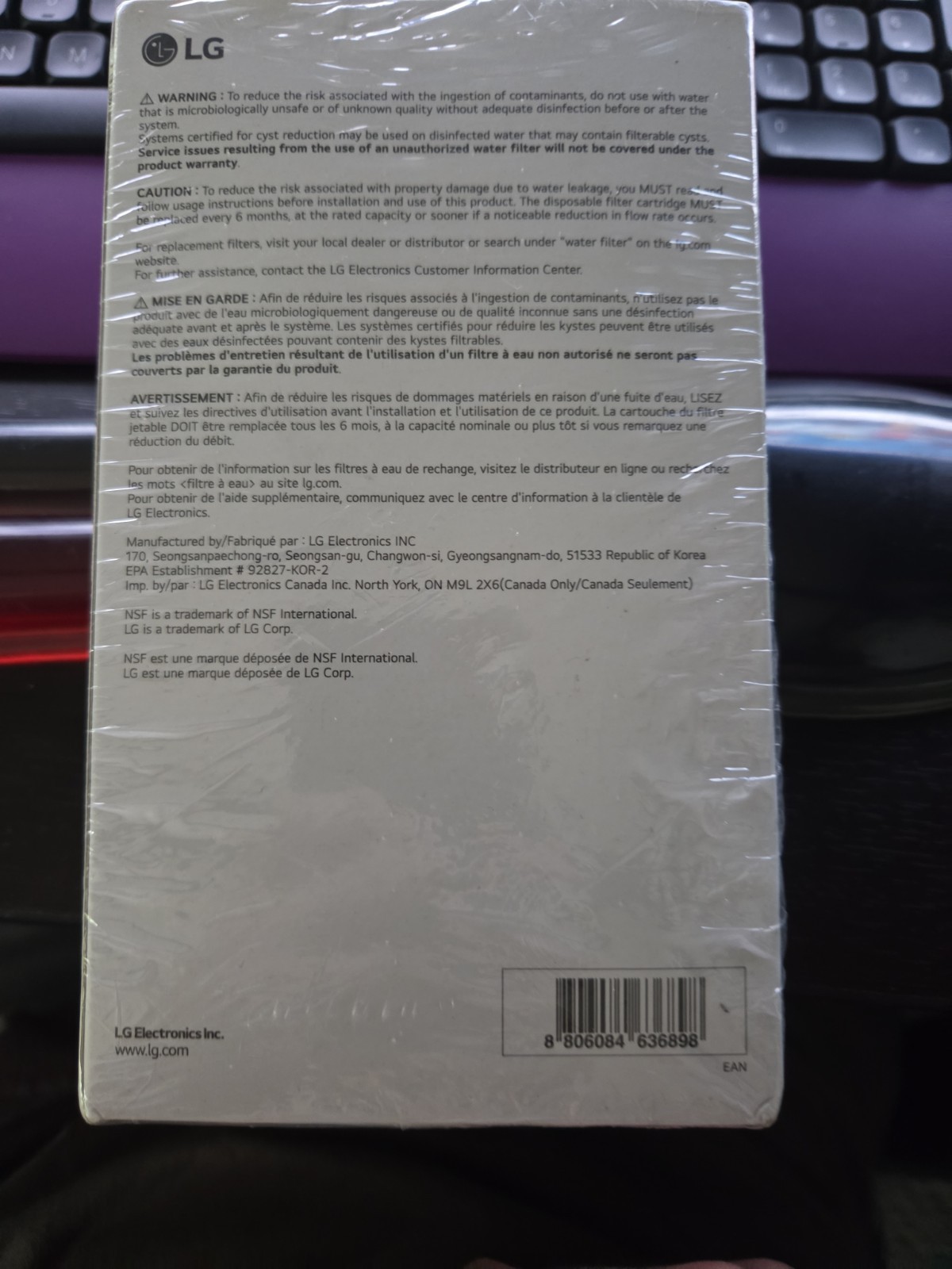 2Pk LG Refrigerator Water Filter LT1000P2 Replacement Cartridge Genuine OEM