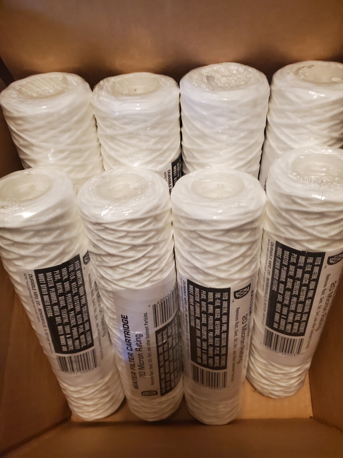 8 Durable Manufacturing 20 Micron Depth Wound Water Filter Cartridge 2.1/4 X 10”