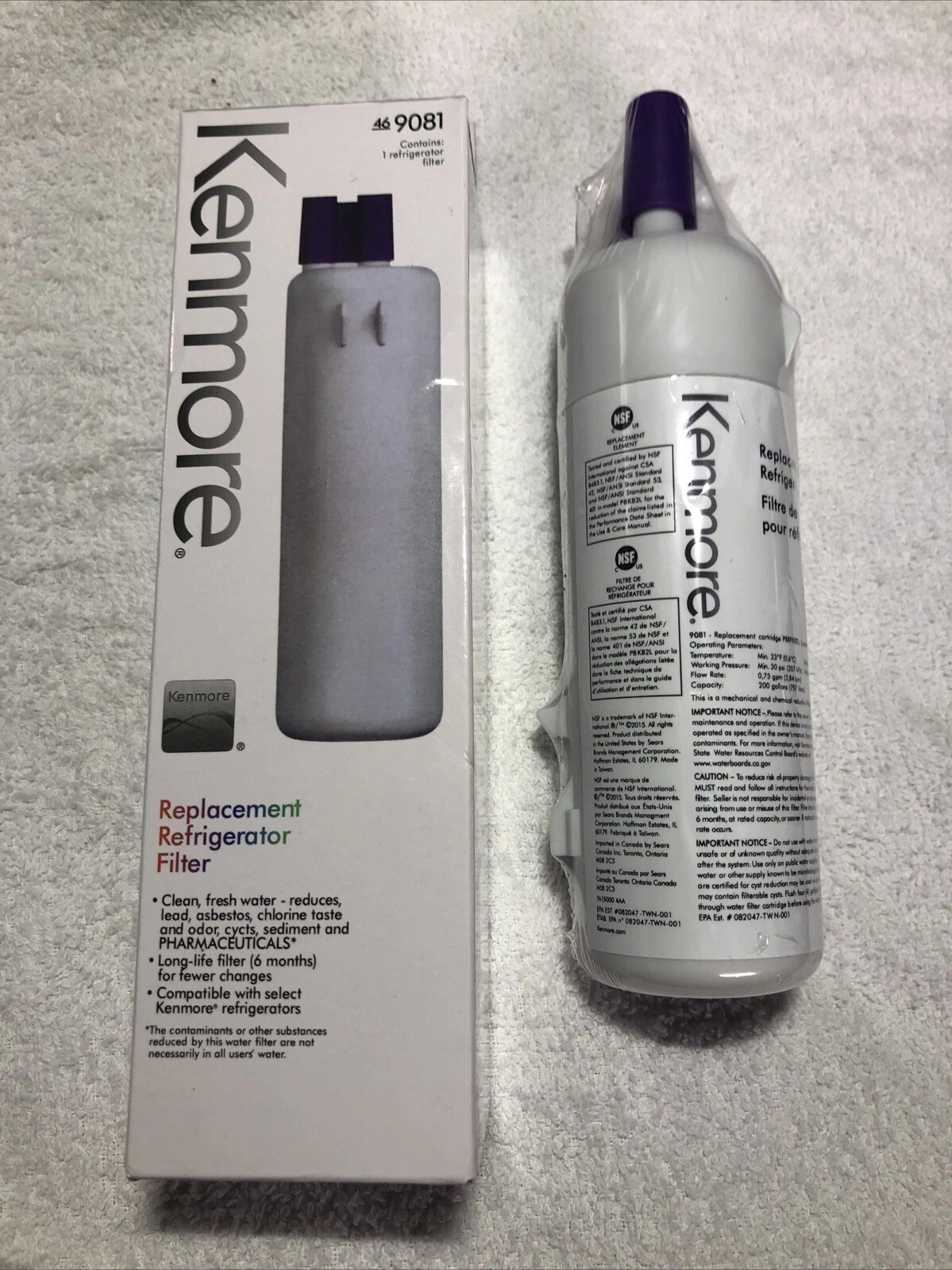 OEM Kenmore 469081 Refrigerator Water Filter – White – NEW Sealed Replacement