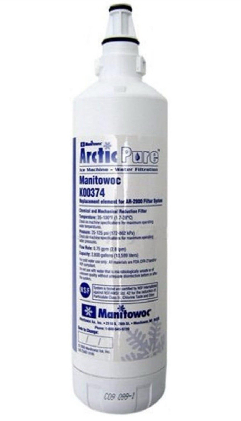 Manitowoc K00374 Arctic Pure Replacement Ice Maker Filter Cartridge