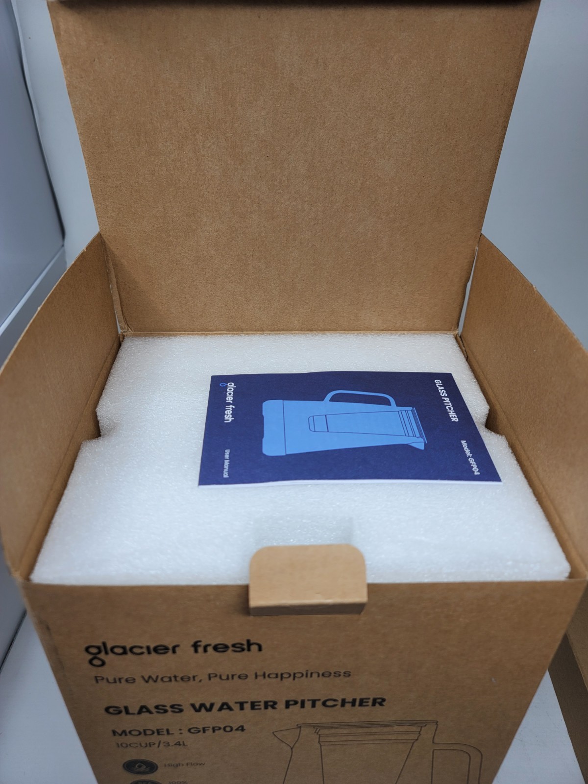 GLACIER FRESH Glass Water Pitcher 10 Cup Model:GFP04 – New