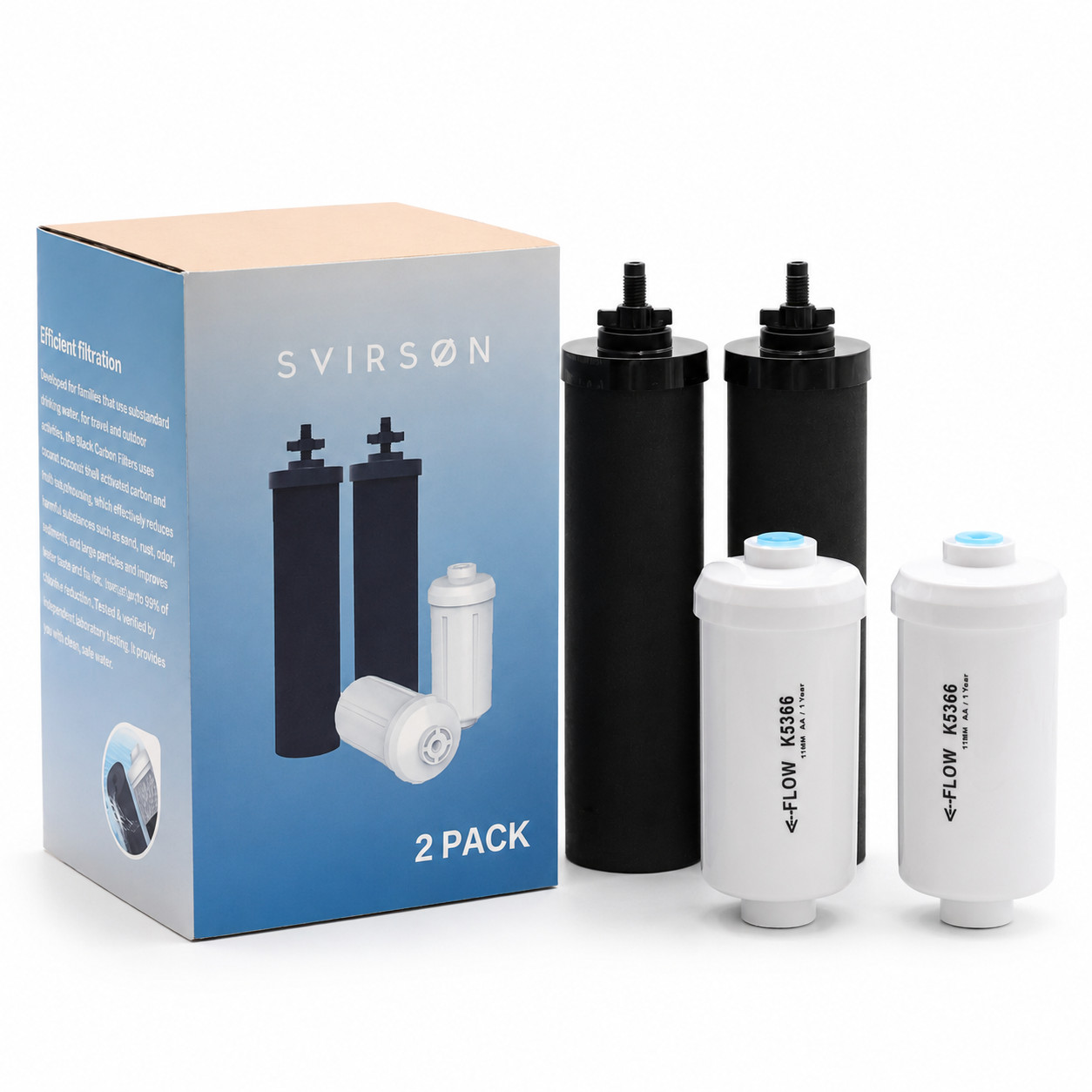 Combo Pack BB9-2 Black Filters + K5366 Fluoride Filters for Berkey System