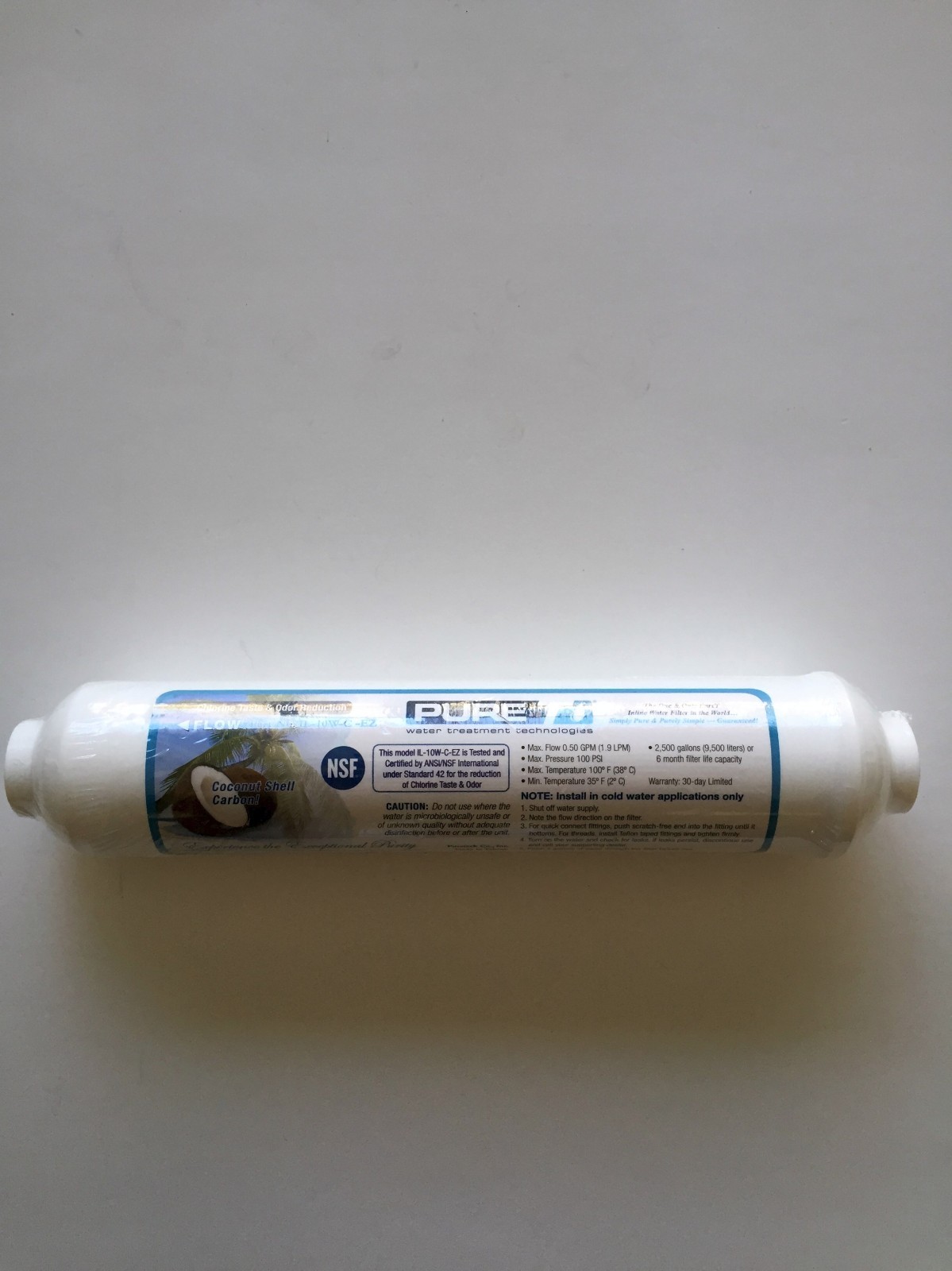 REVERSE OSMOSIS IN-LINE CARBON FILTER 10 X 2 1/4″ QUICK CONNECT ENDS – 9 FILTERS