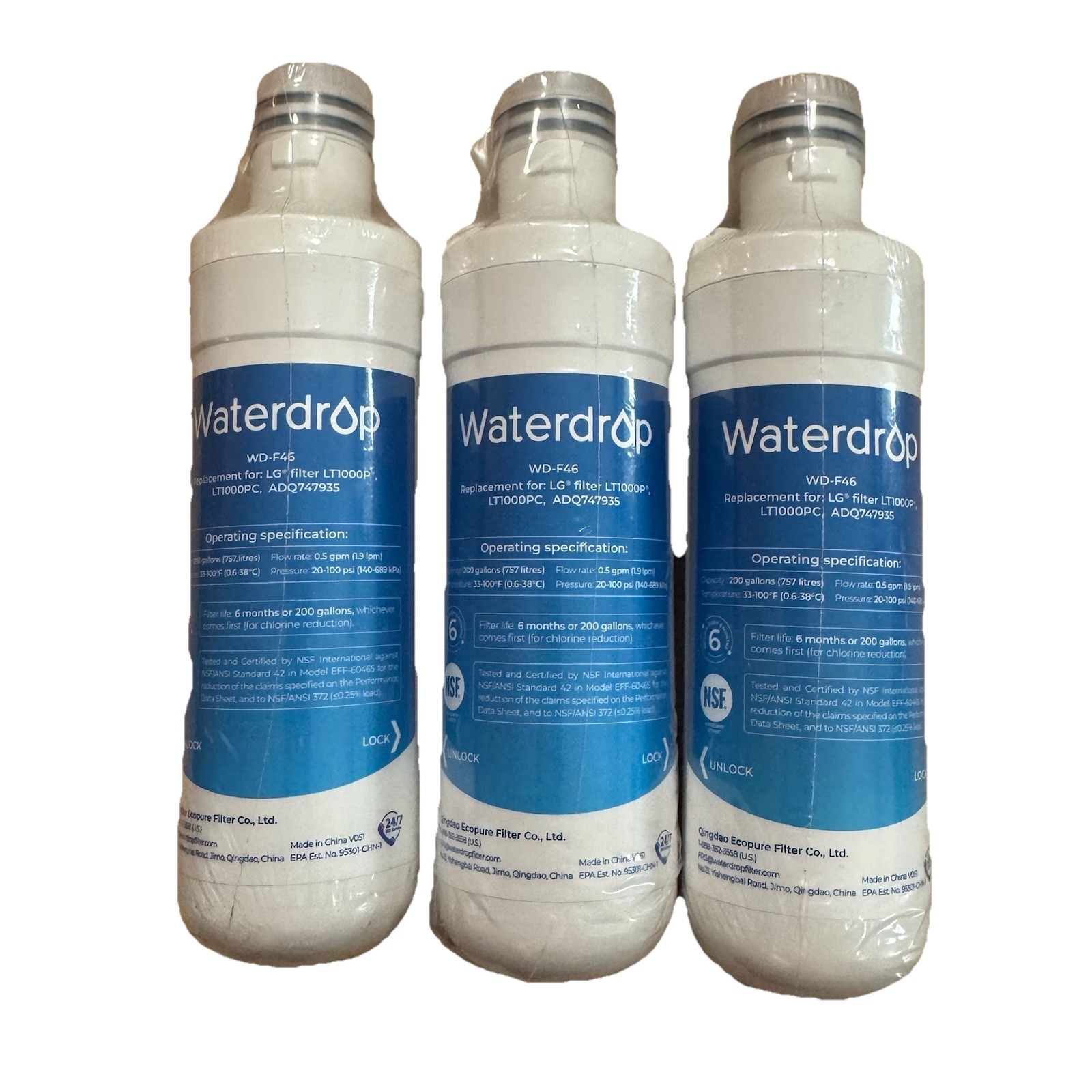 Waterdrop WD-F46 Water Filter Replacement For LG LT1000P LT1000PC New E42