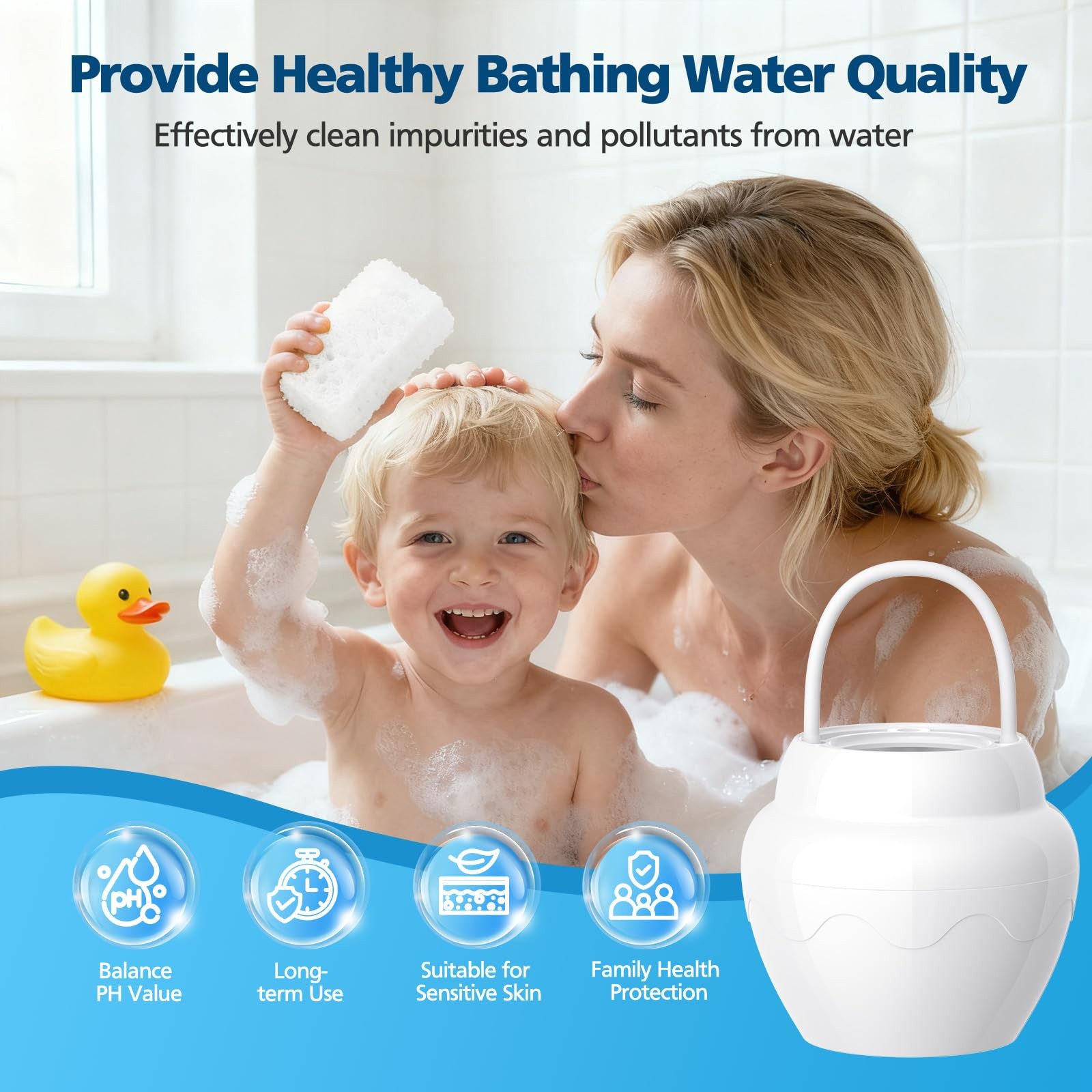 8-Stage Bathtub Water Filter, Hard Water Softener, Tub Filter