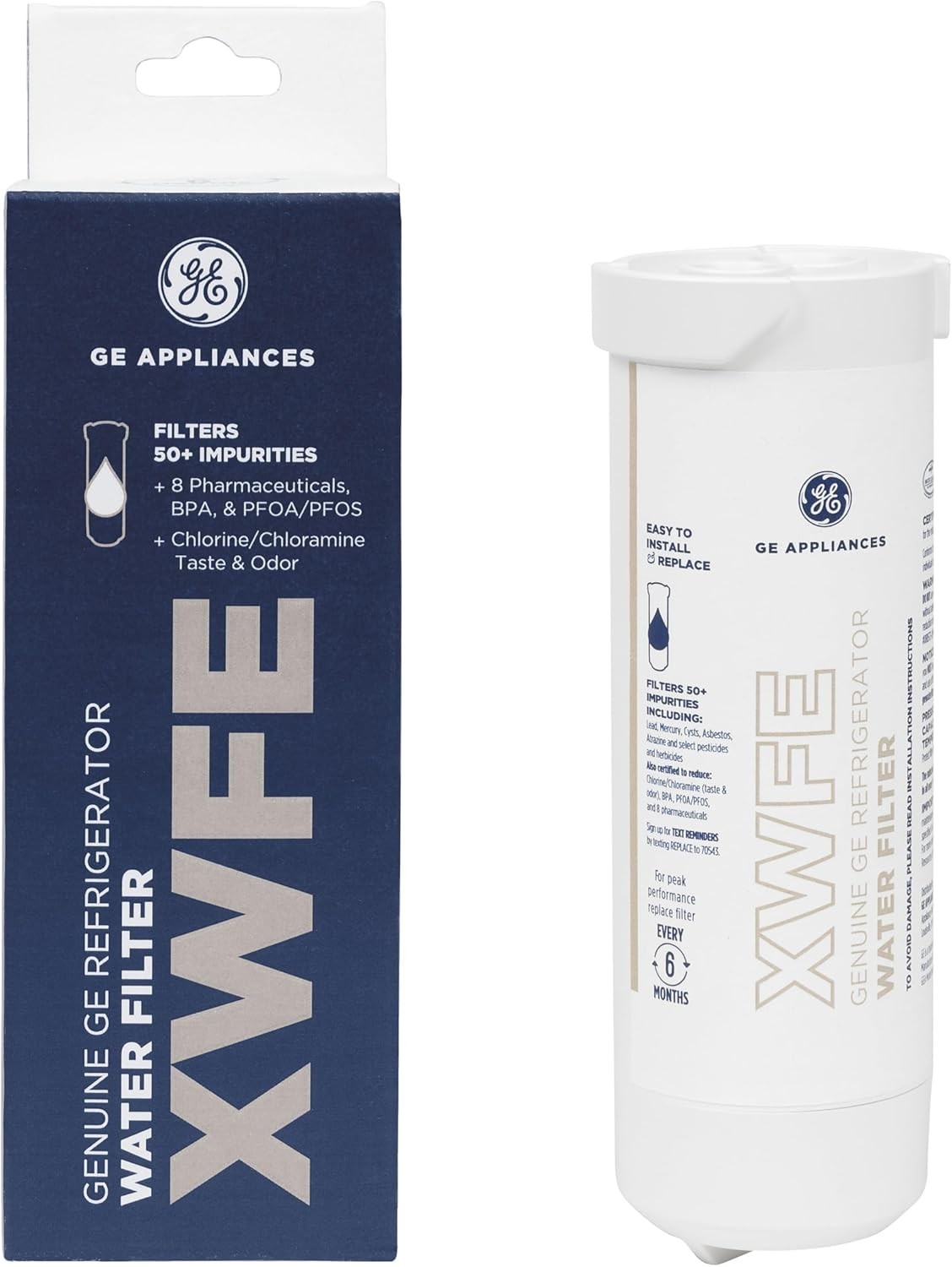 3 Pack GE XWFE Refrigerator Water Filter, Genuine Replacement Filter(No Chip)
