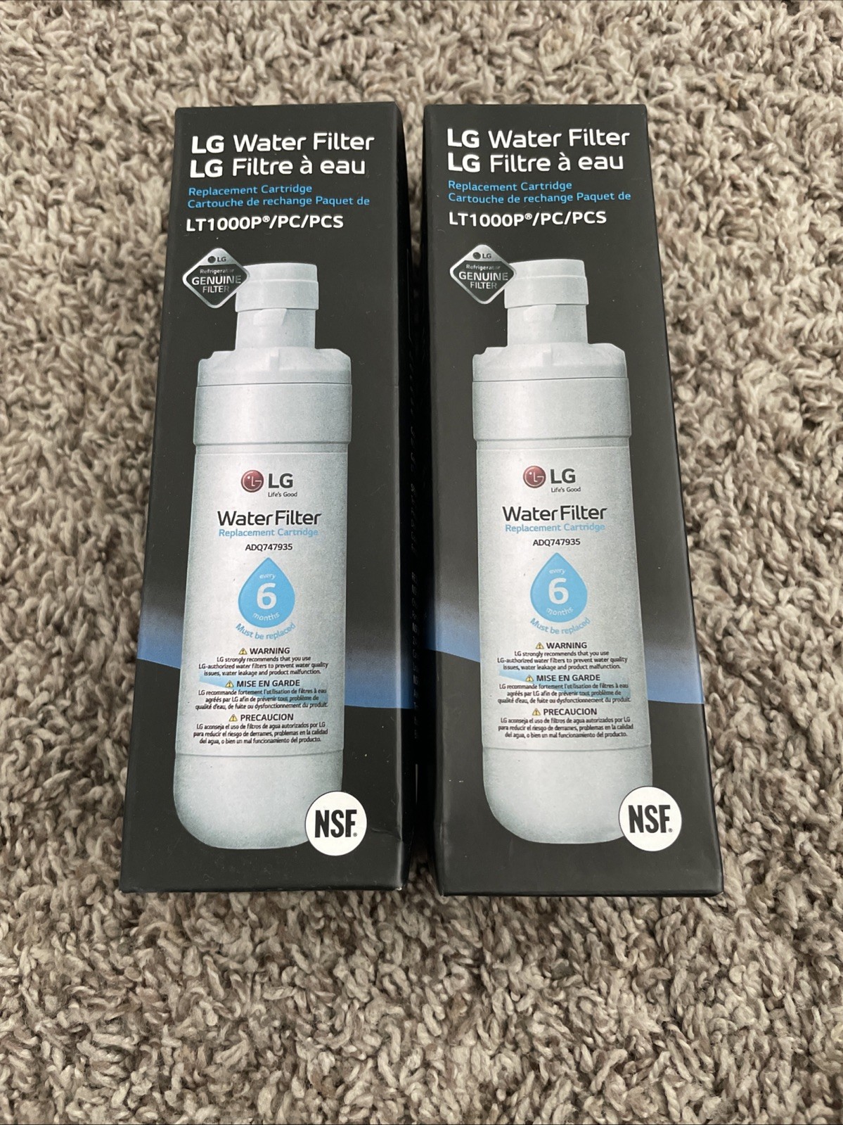 2 PACK Refresh Refrigerator Ice Water Filter For LG LT1000P ADQ747935 Brand New