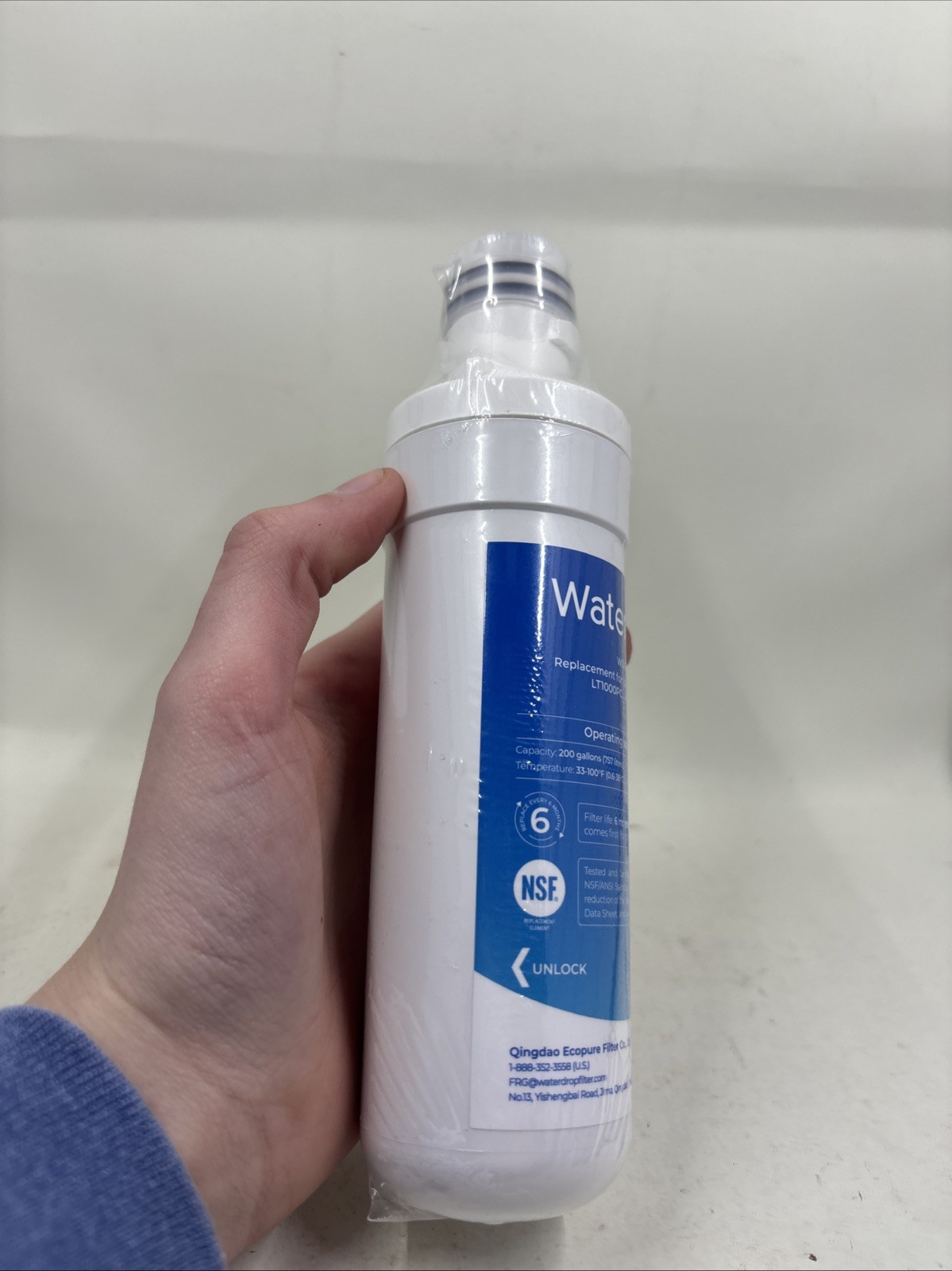 Waterdrop Replacement Refrigerator Water Filter WD-F46 for LG LT1000