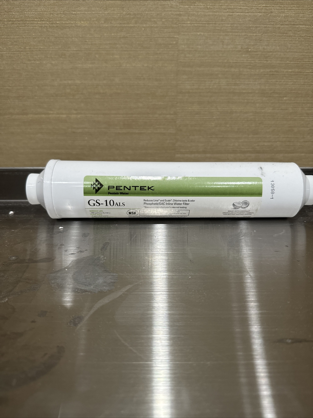 Pentek GS-10ALS-JG14 Inline Coconut Carbon Water Filter 1/4 Quick Connect Guest
